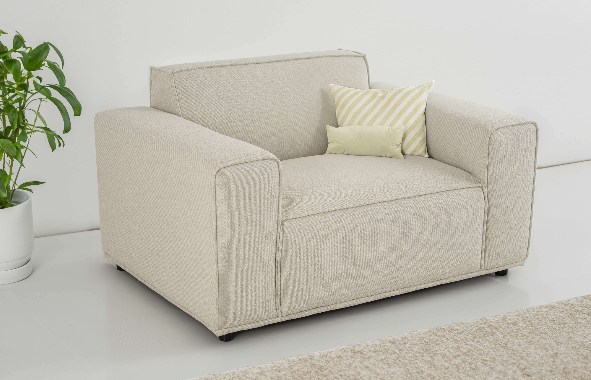 Home affaire Loveseat "Avelin, 1.5 Sitzer, 140 cm, Chenille, Struktur-Boucl günstig online kaufen