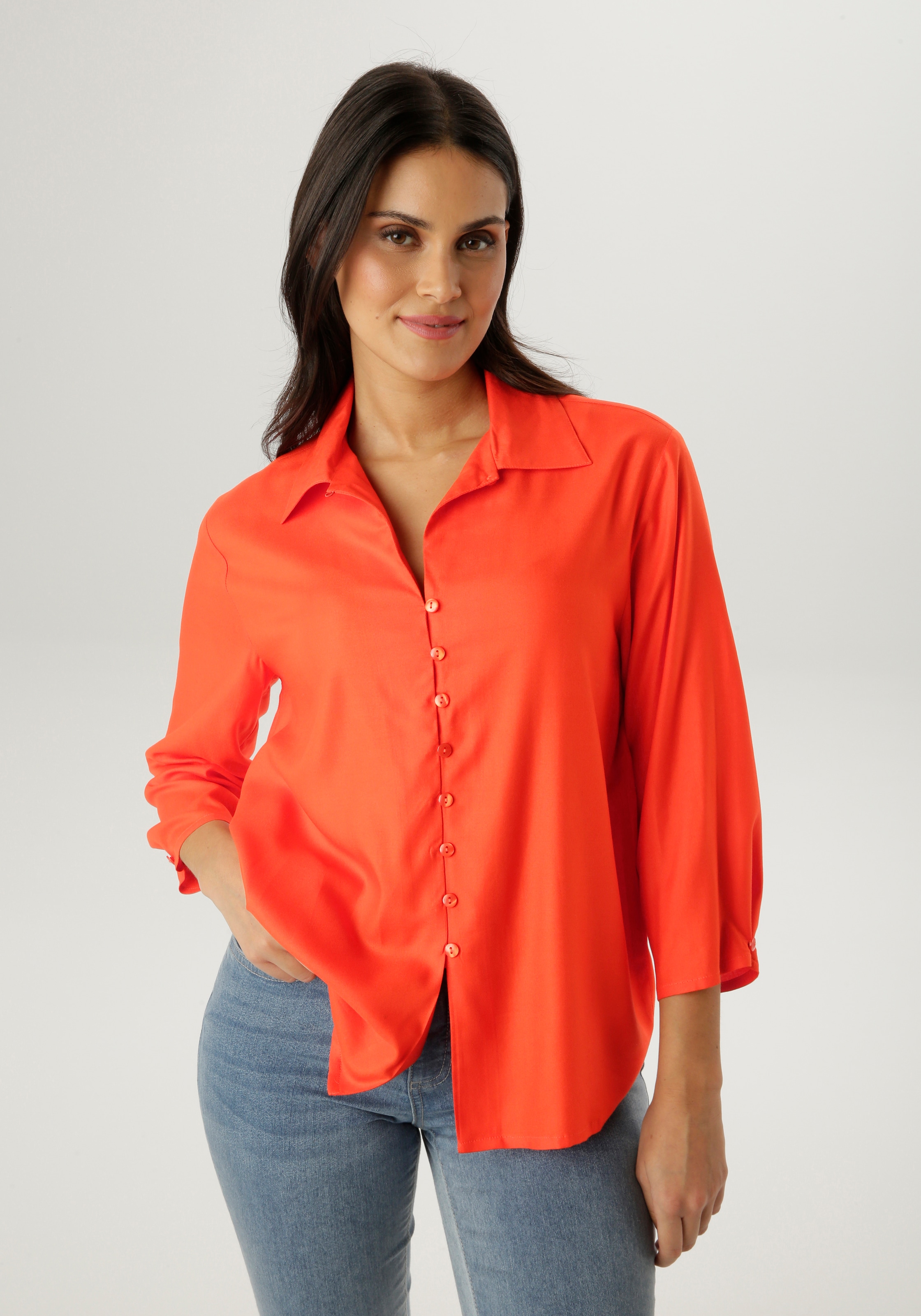 Aniston SELECTED Hemdbluse mit Hemdkragen und 3/4-langen Ärmeln - NEUE KOLL günstig online kaufen