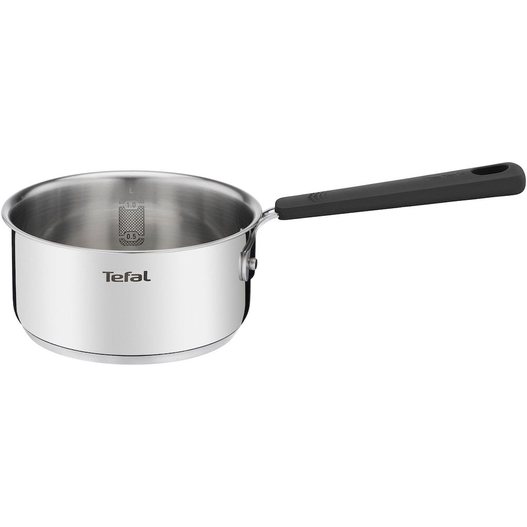 Tefal Topf-Set »G737S5 Opti'Space lig«, Edelstahl, (Set, 5 tlg., Stielkasserolle 16 cm, Kochtopf 20 cm, je mit Deckel, Pfanne 28 cm), Antihaftversiegelung (Pfanne), für alle Herdarten inkl. Induktion