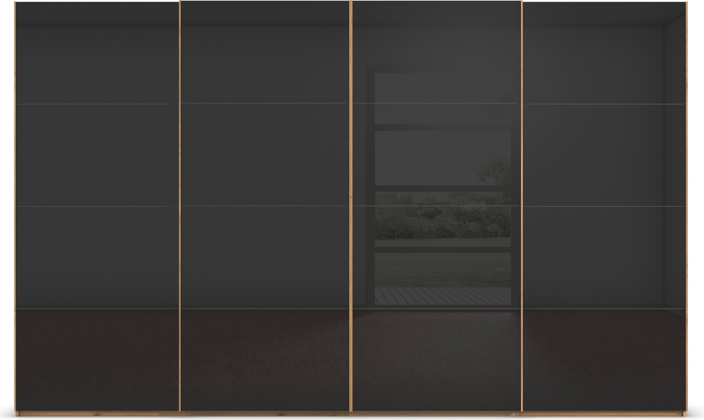 rauch Schwebetürenschrank »Kleiderschrank Schrank Garderobe Schlafzimmerschrank SCALE-FYRA«, edle viergeteilte Türen mit Glas-Front viele Farben MADE IN GERMANY