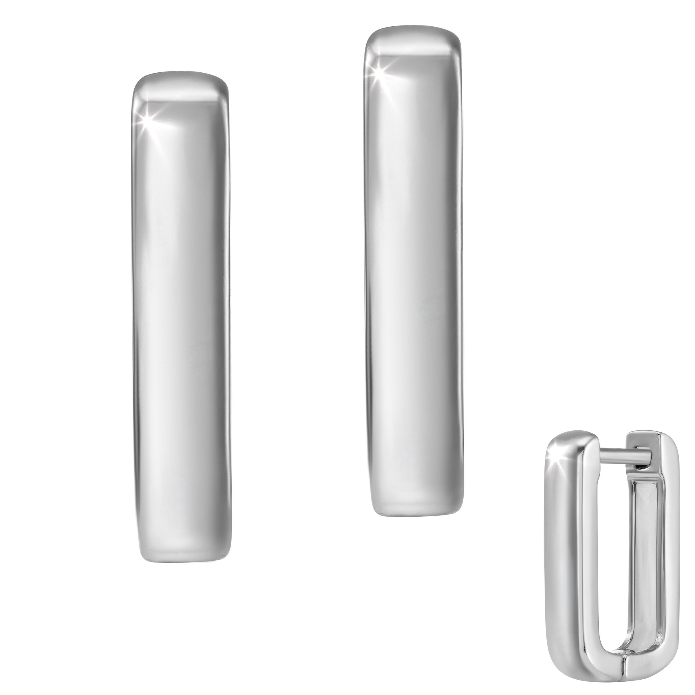 "Paar Creolen FIRETTI ""Schmuck Geschenk Silber 925 Ohrschmuck Ohrringe Rechteck"", silber (silberfarben), Ohrringe, Damen, ohne Zirkonia, Silber 925