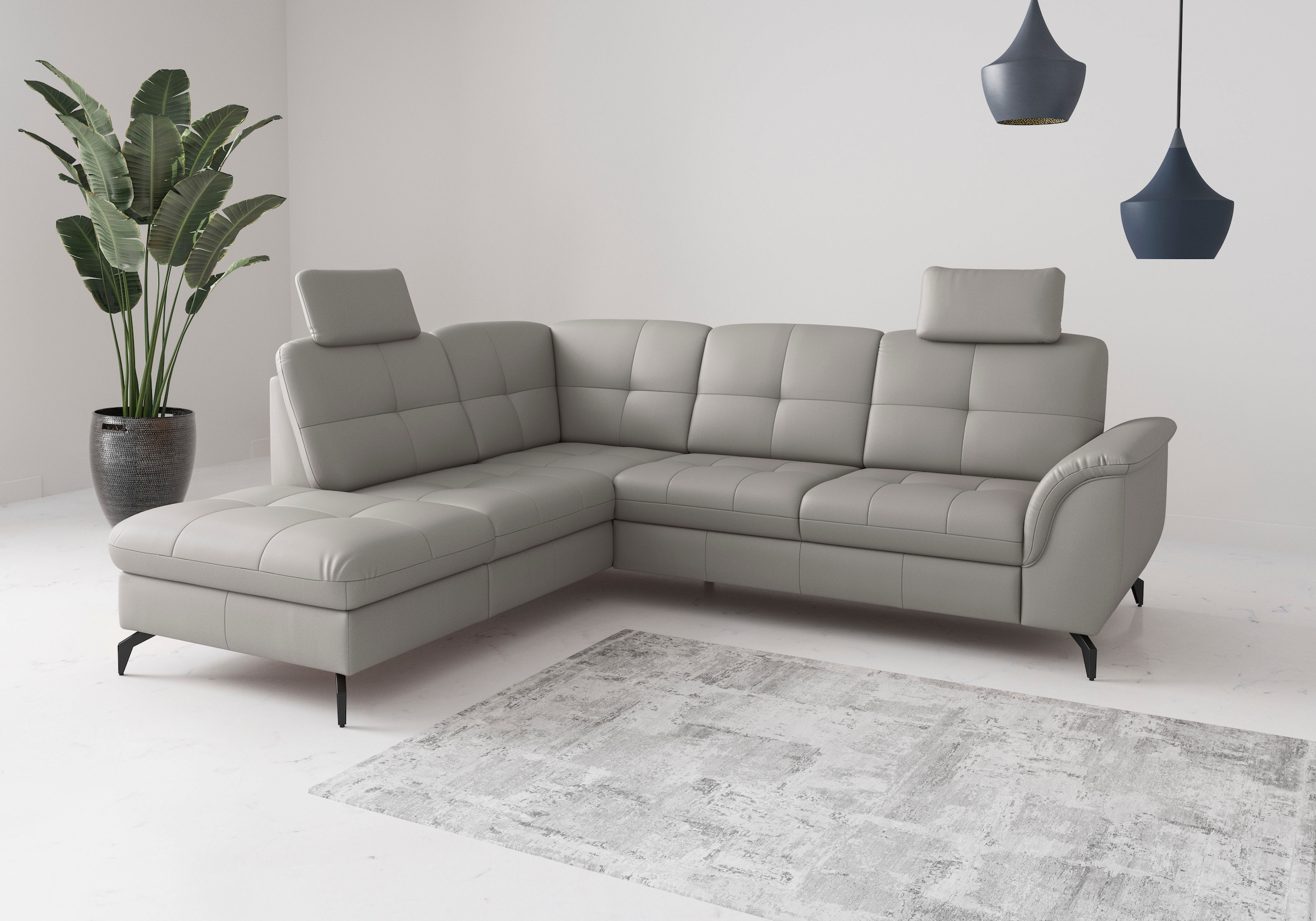 Ecksofa SIT & MORE, T:212cmlight grau, Wohnzimmer, Sofas, "Zora"