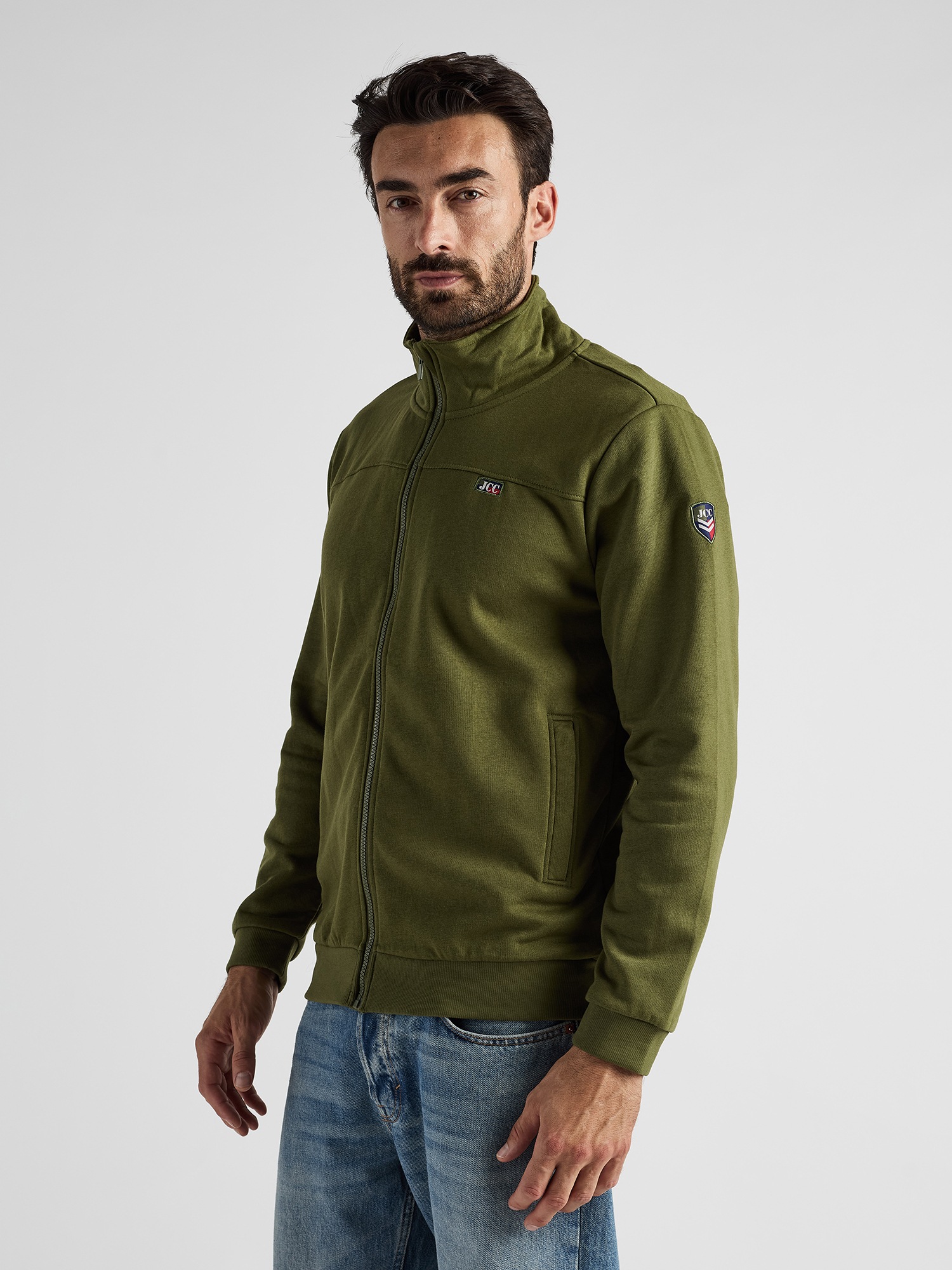 Sweatjacke JCC "310212082", Herren, Gr. XXL, grün (olive), 60% Baumwolle, 40% Polyester, Sweatjacken Sweatjacke 2
