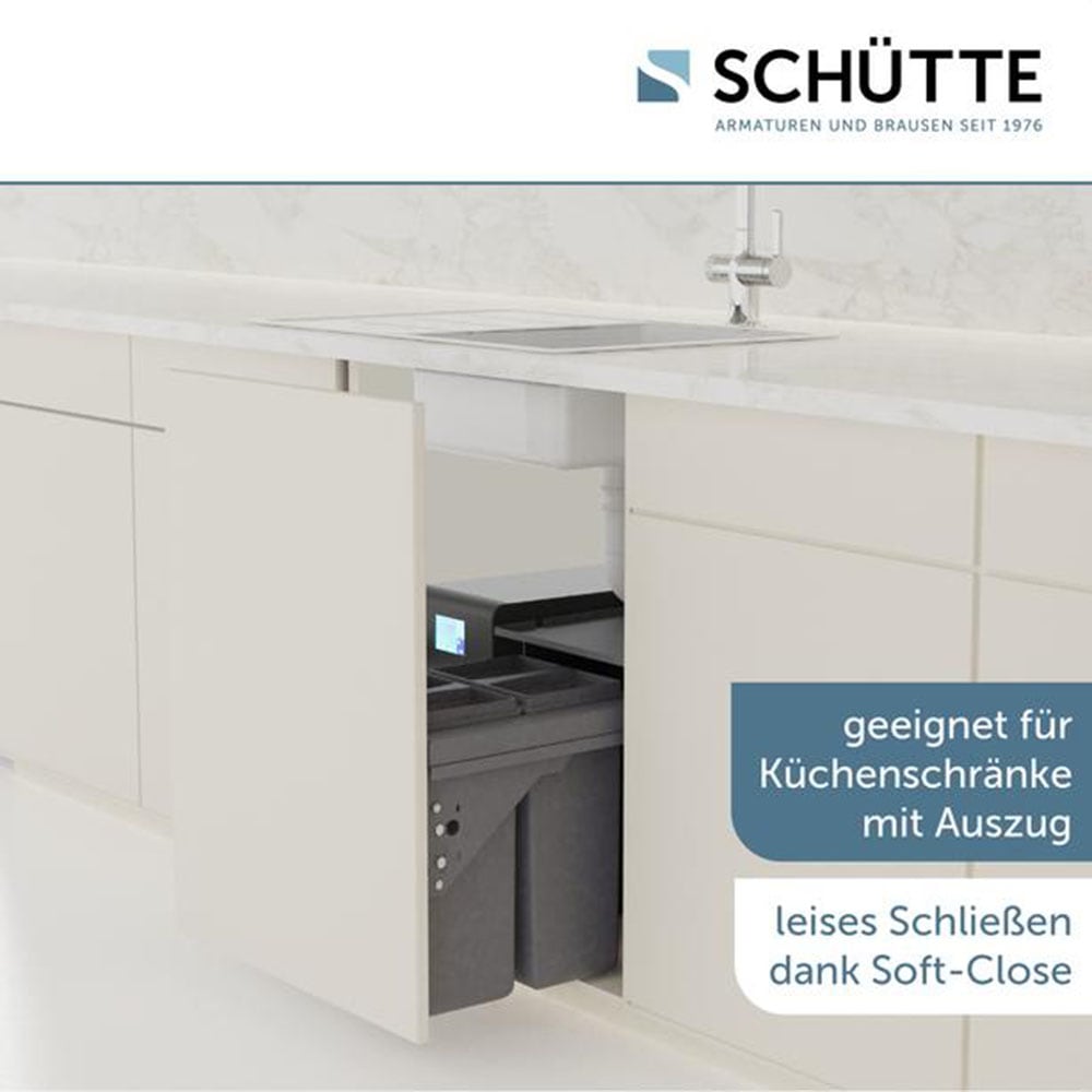 Schütte Mülltrennsystem »Aquastar«, 2 Behälter, zum Einbau, 60cm, 2 Fächer, Auszug, Deckel