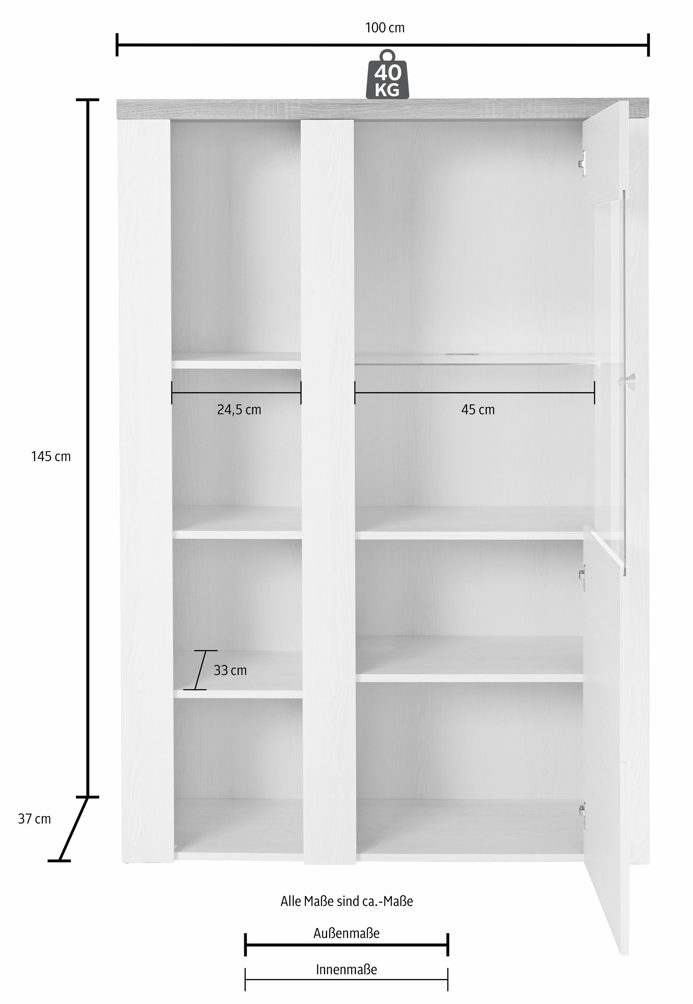 Vitrine, Höhe 145 cm | Glaseinsatz mit kaufen online BAUR