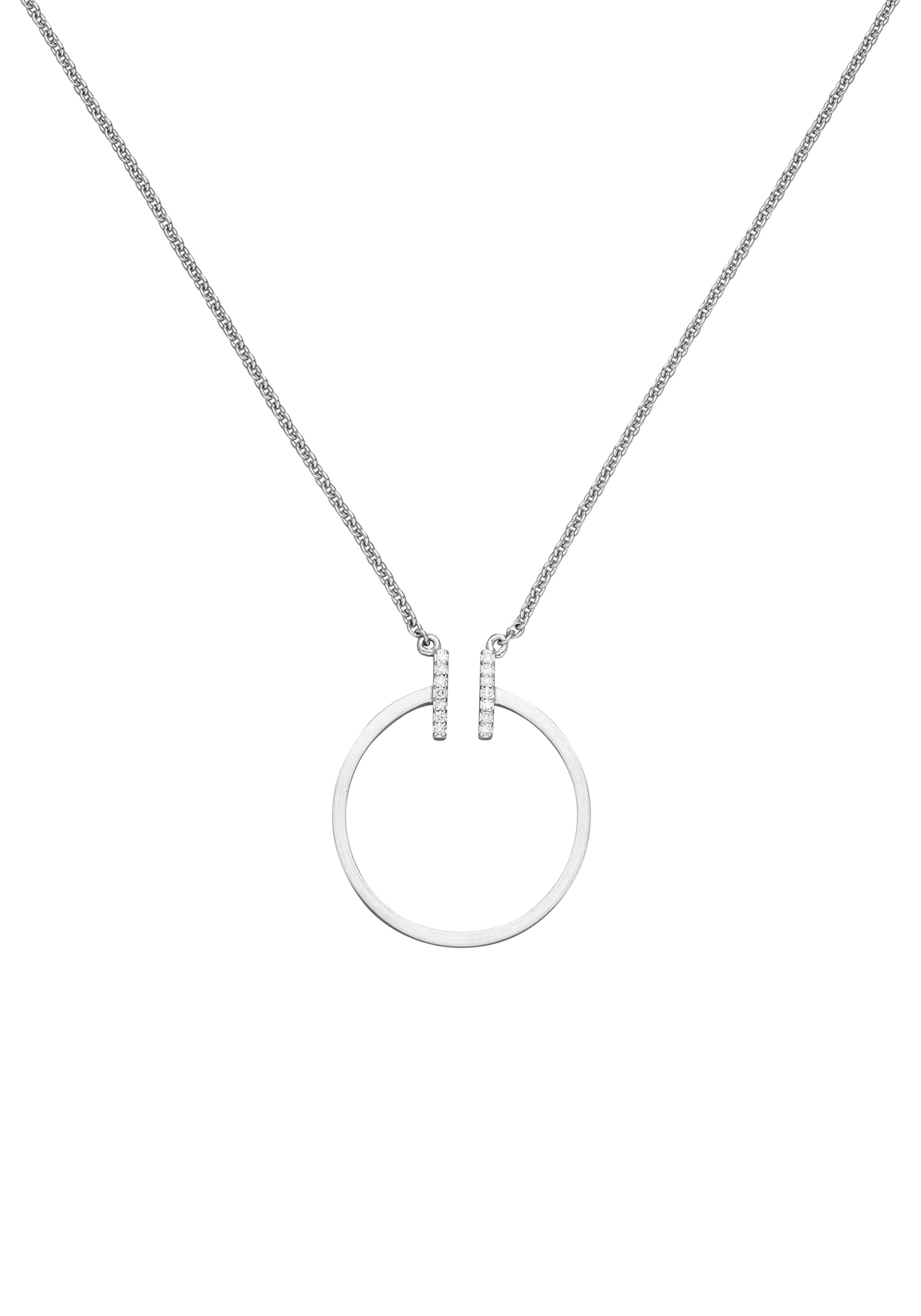 JOBO Kette mit Anhänger »Kreis Ring« 585 Weißgold mit 14 Diamanten