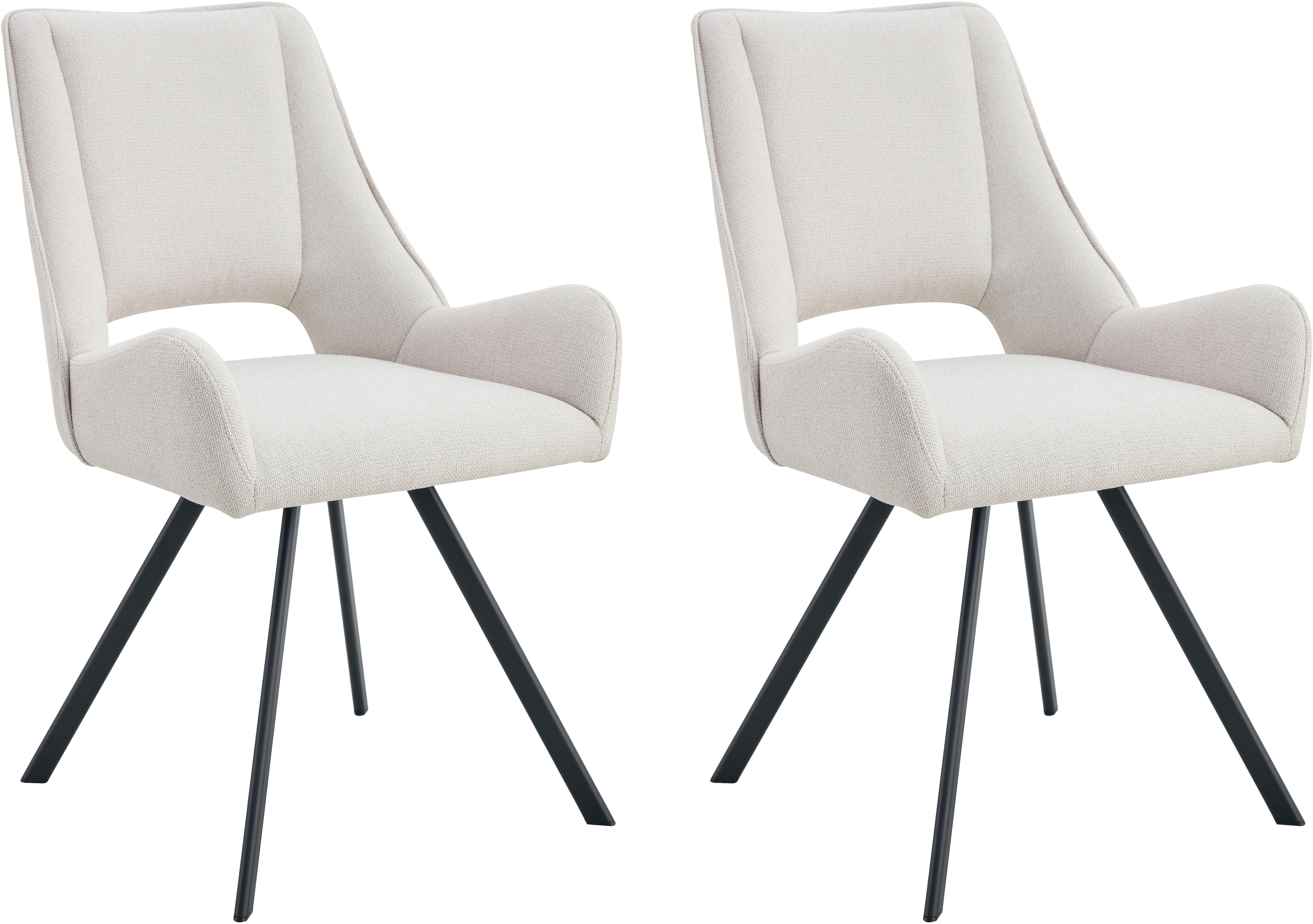 Home affaire Esszimmerstuhl "AIRDRIE, 2er Set, mit Metallgestell in matt schwarz" (Set) 2 Stk.in verschiedenen Farben, Belsatbarkeit pro Stuhl 120 kg, mit Griffloch