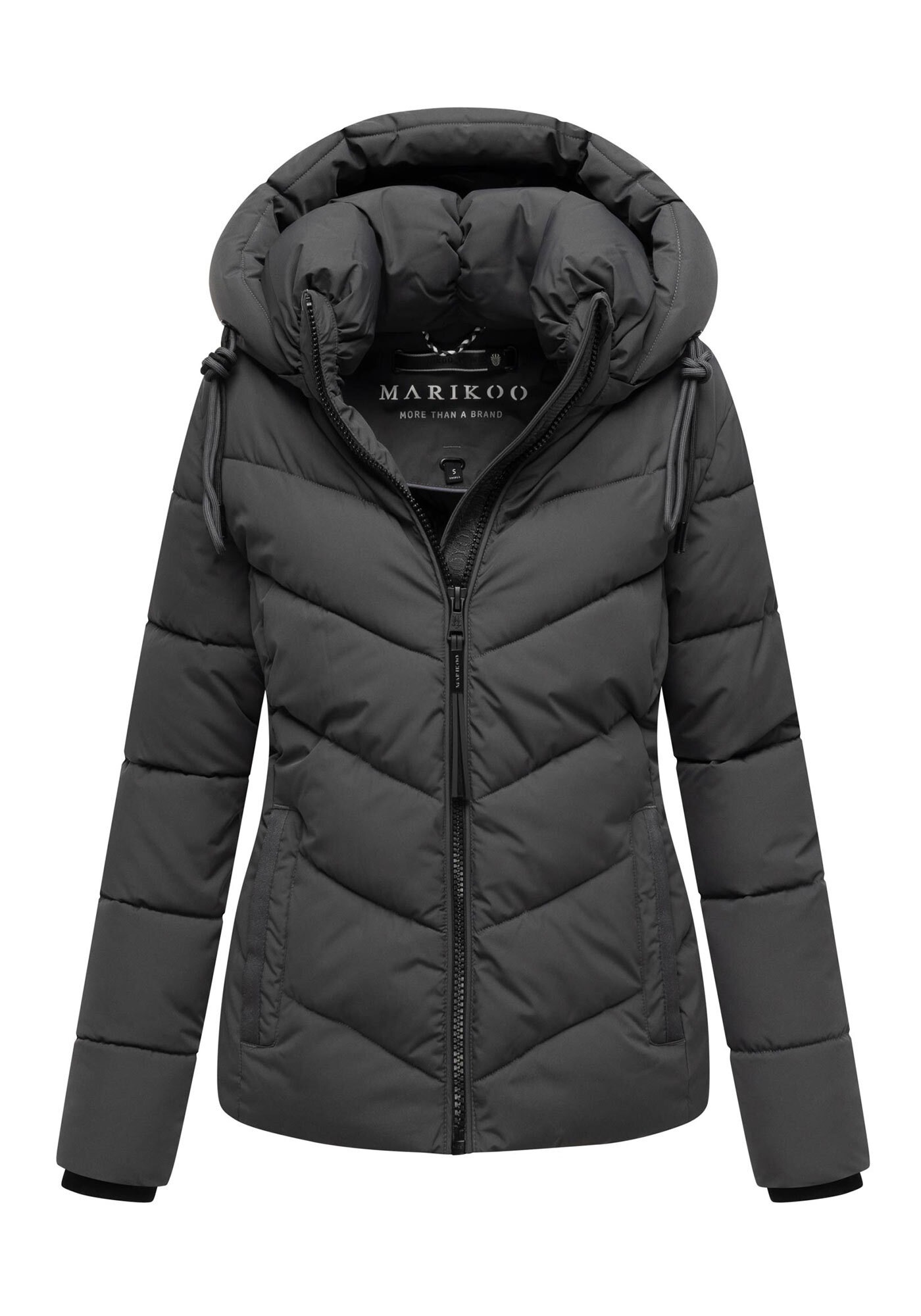 Winterjacke MARIKOO "Sahnemausii", Damen, Gr. L, anthrazit, Obermaterial: 100% Polyester; Futter: 100% Polyester; Wattierung: 100% Polyester; Ärmelfutter: 100% Polyester, Jacken Winterjacke, mit abnehmbarer Kapuze und hohem Kragen 3