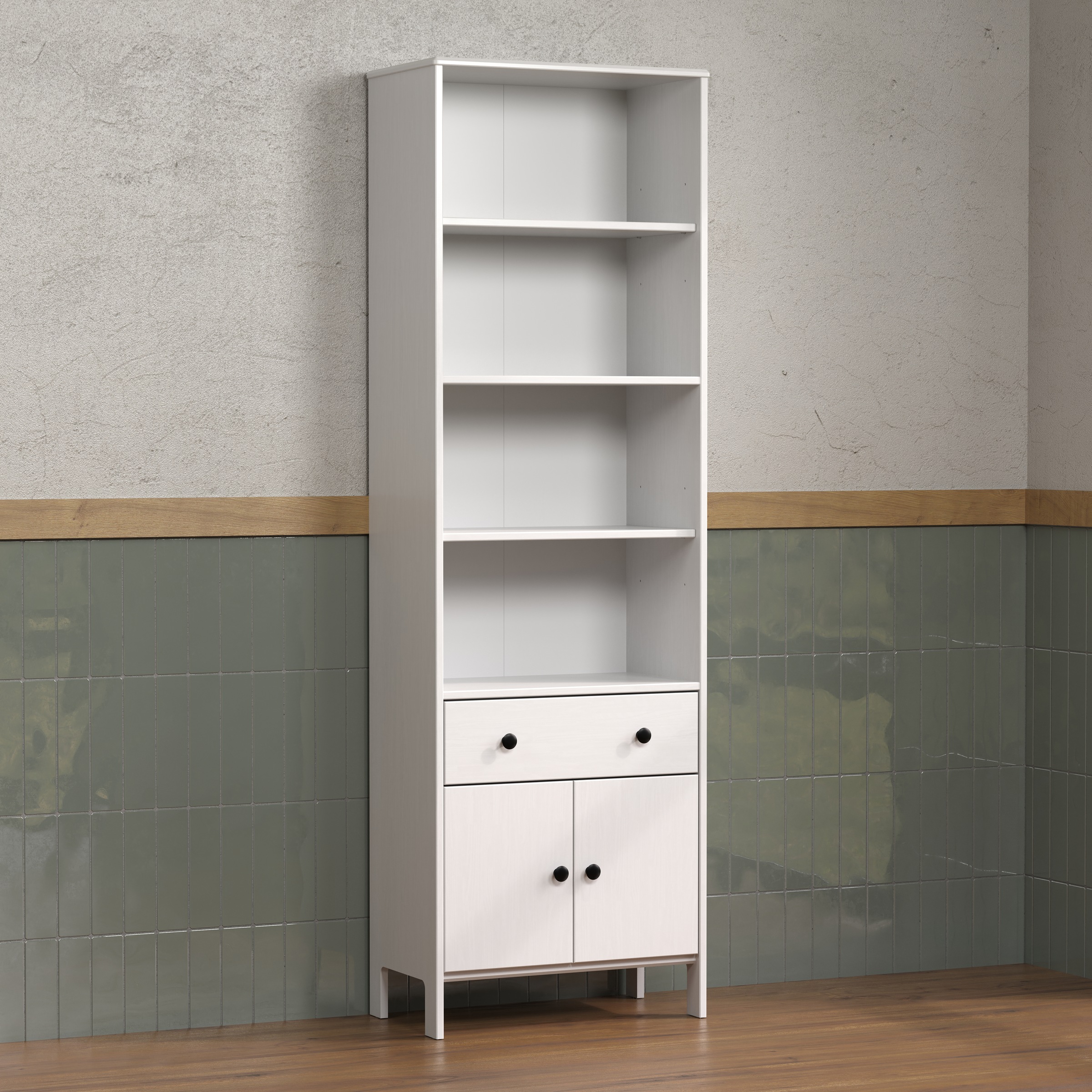welltime Hochschrank »Kall«, (1 St.), Badezimmerschrank aus Kiefer-Massivholz - Maße (B/T/H) 60/33/188 cm
