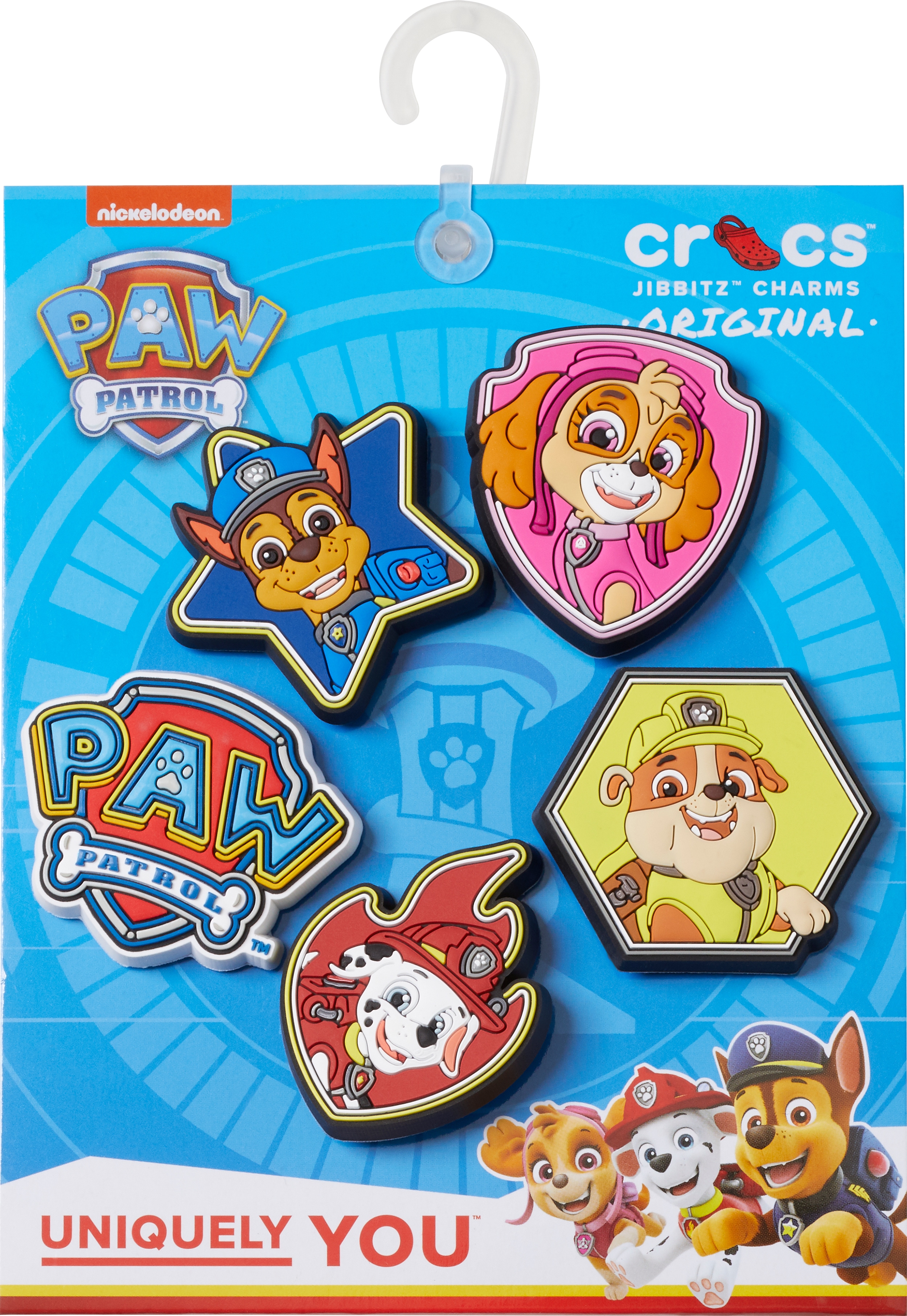 Crocs Schuhanstecker "Jibbitz™ Paw Patrol" Set, Kein Spielzeug. Nicht für Kinder unter 3 Jahren geeignet, 5 Stk. mit verschiedenen Motiven