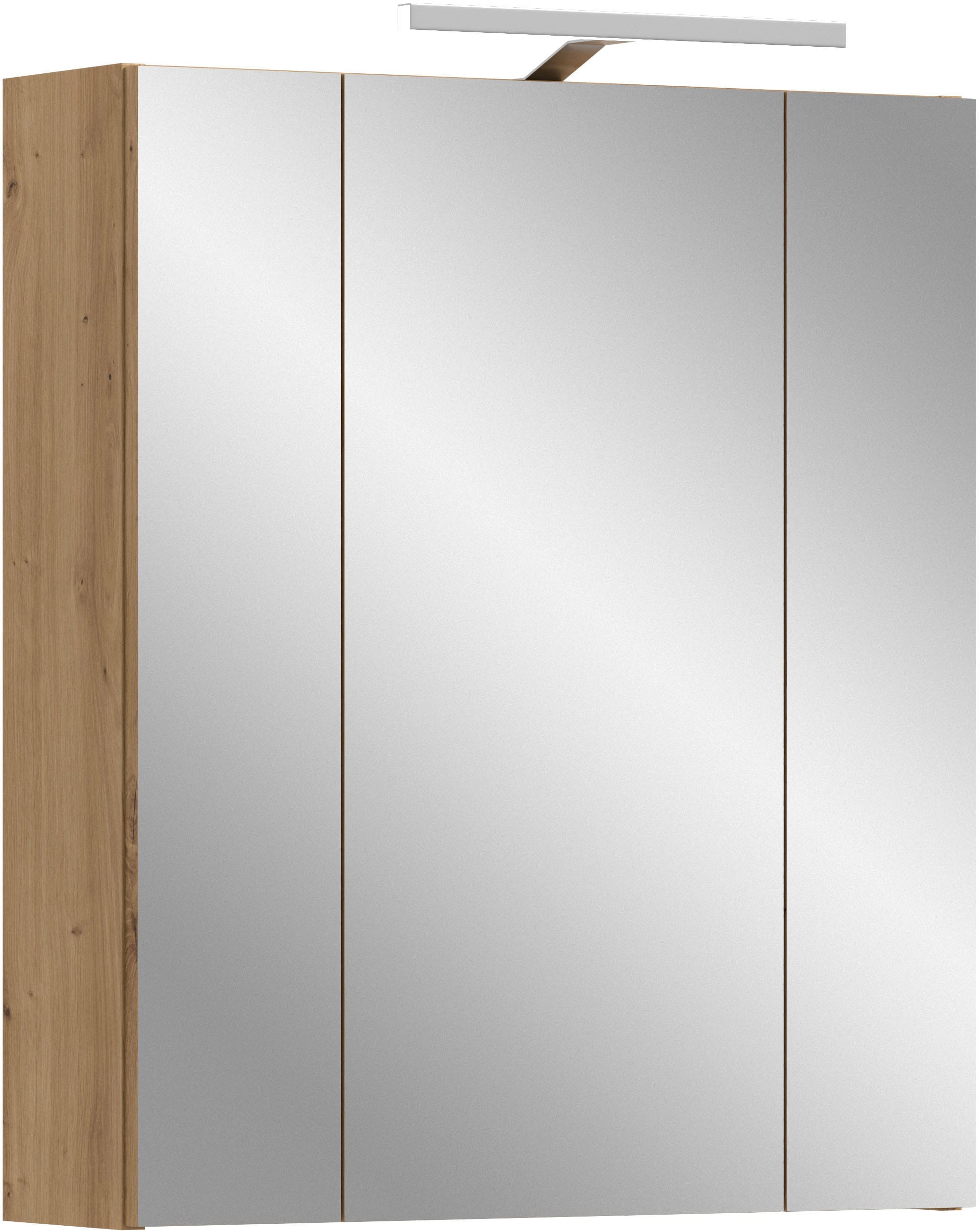 welltime Spiegelschrank "FLORENZ, inkl. Beleuchtung, Breite 60 cm, 3 Spiegeltüren" TOPSELLER, 2 Stk. tlg. in verschiedenen Farben erhältlich, Badmöbel, Badschrank, Schrank, Bad