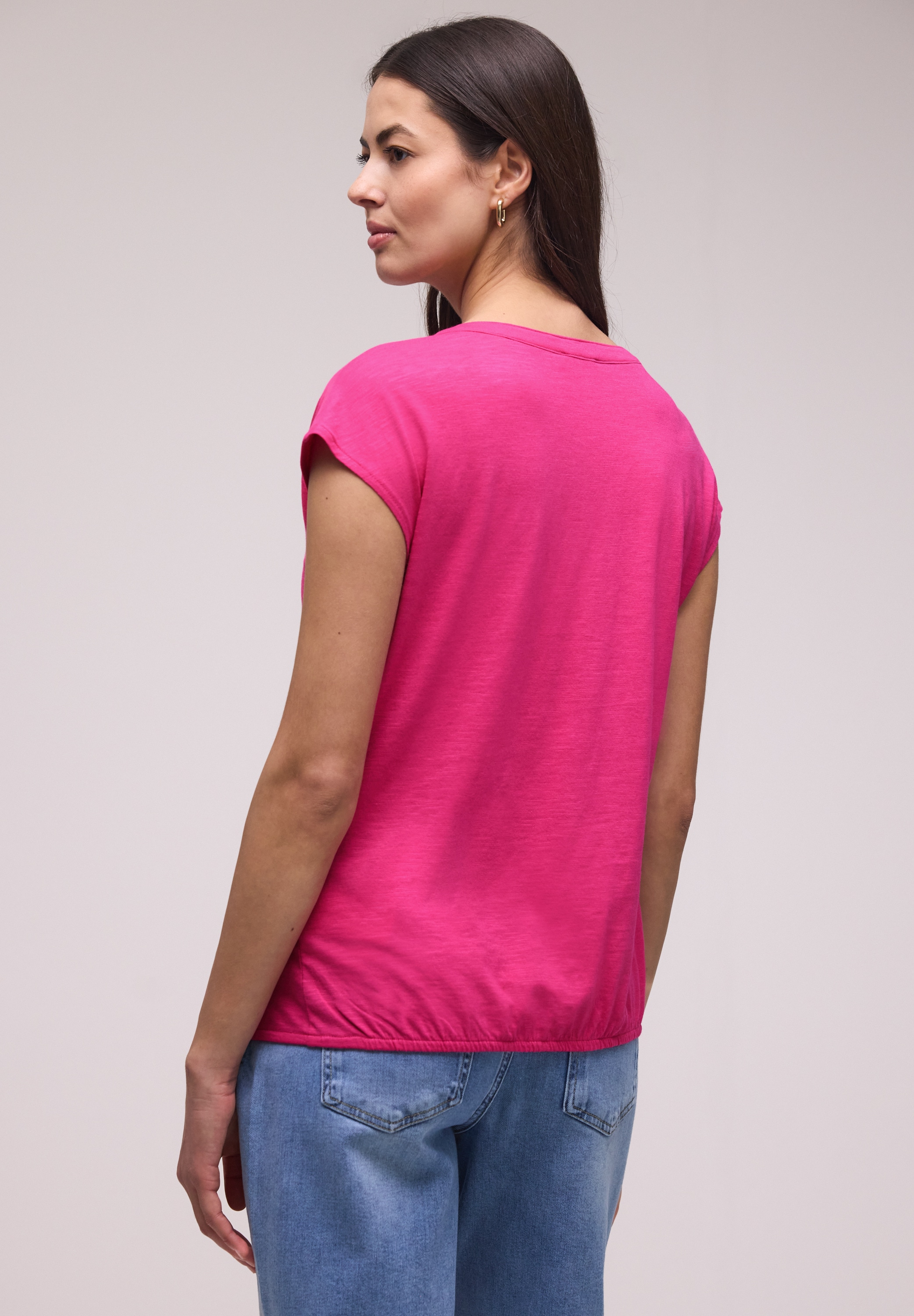 STREET ONE T-Shirt mit geschlitztem Rundhalsausschnitt