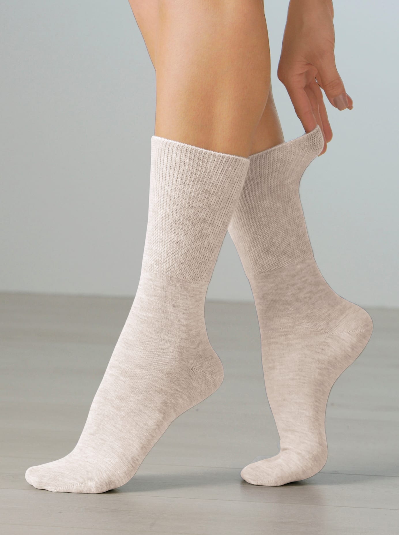 WÄSCHEPUR Damen Diabetikersocken, Gr. 1, beige, 80% Baumwolle, 18% Polyamid, 2% Elasthan, 58% Baumwolle, 22% Polyester, 2% Elasthan, 18% Polyamid,