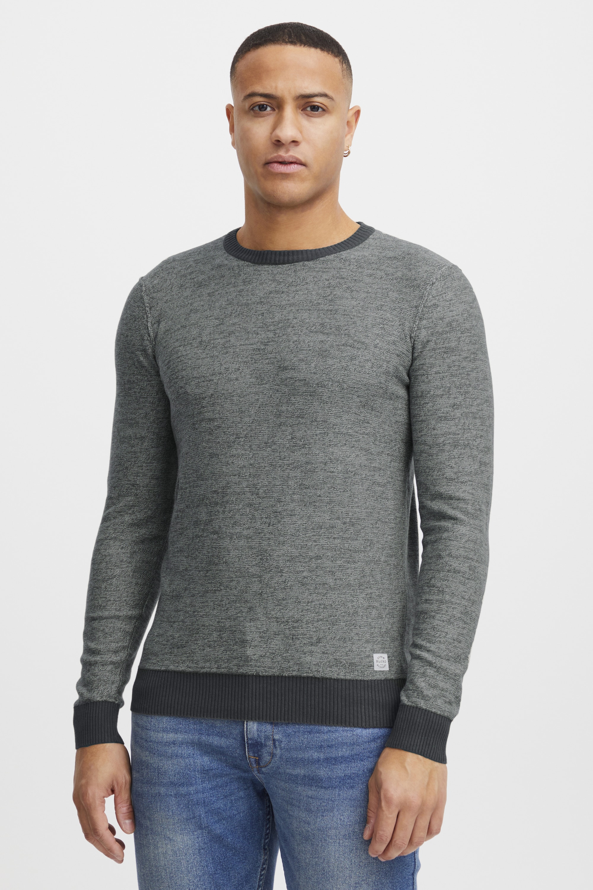 Blend Rundhalspullover "BHNathan" Strickpullover mit farblich abgesetzten A günstig online kaufen