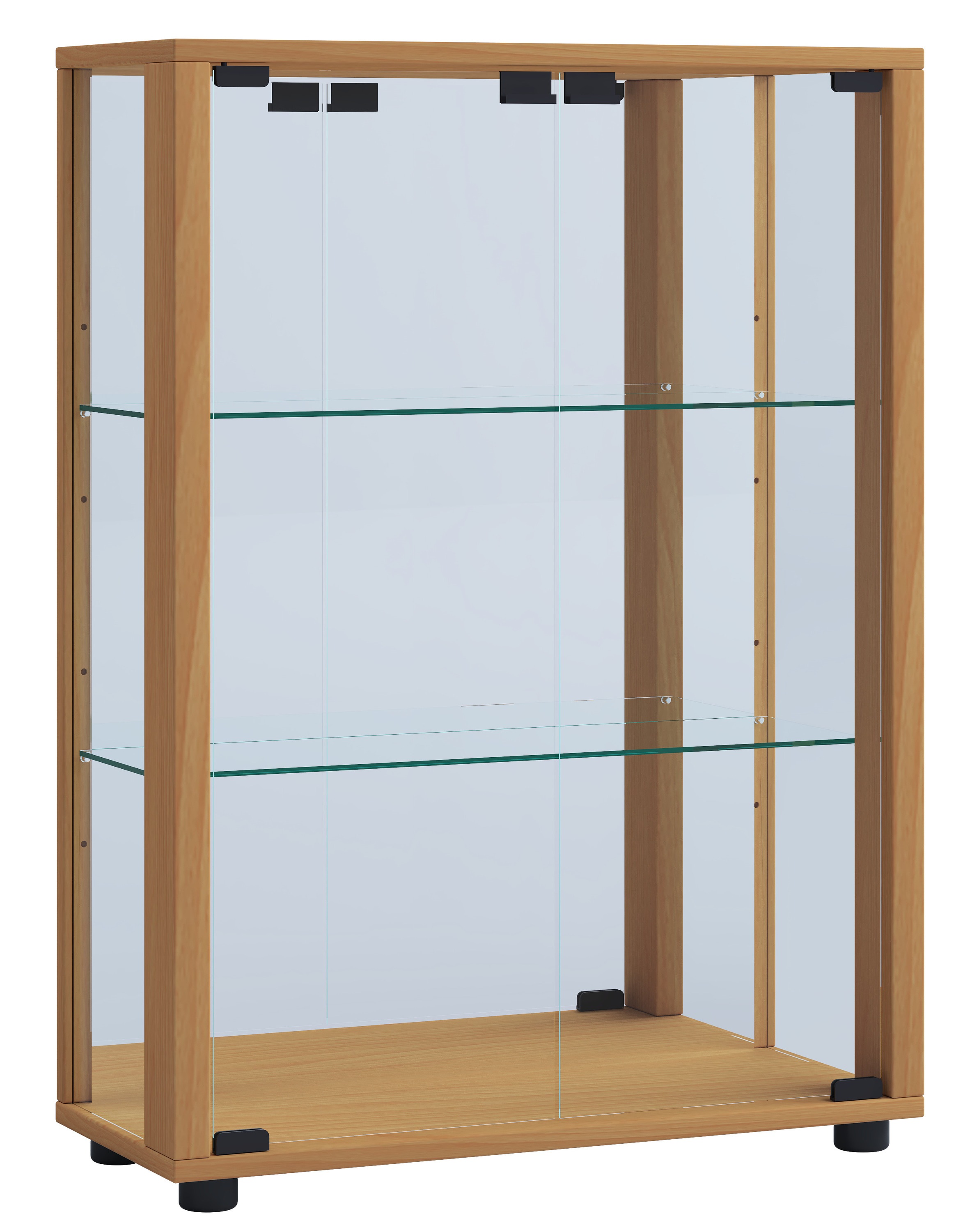 VCM Vitrine »VCM Glasvitrine stehend | Vitrine Glas mit ESG-Sicherheitsglas | Maße ca. H. 80 x B. 60 x T. 25 cm | Standvitrine Glas | Modern und platzsparend | Glas Vitrinenschrank ¿ Sintalo Spiegel«, (1 St.)