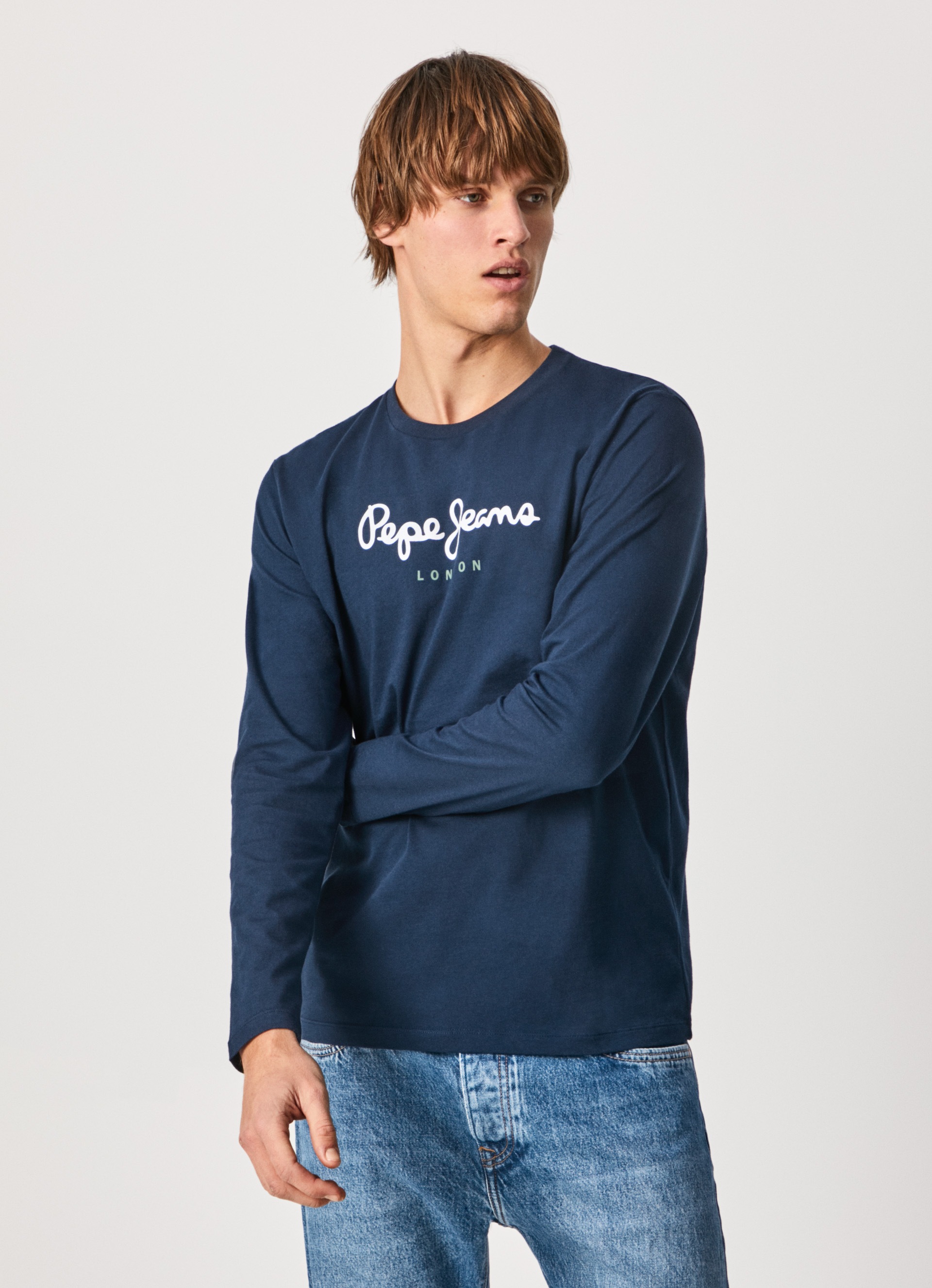 Pepe Jeans Herren Rundhals Langarmshirt EGGO LONG N - Regular Fit günstig online kaufen