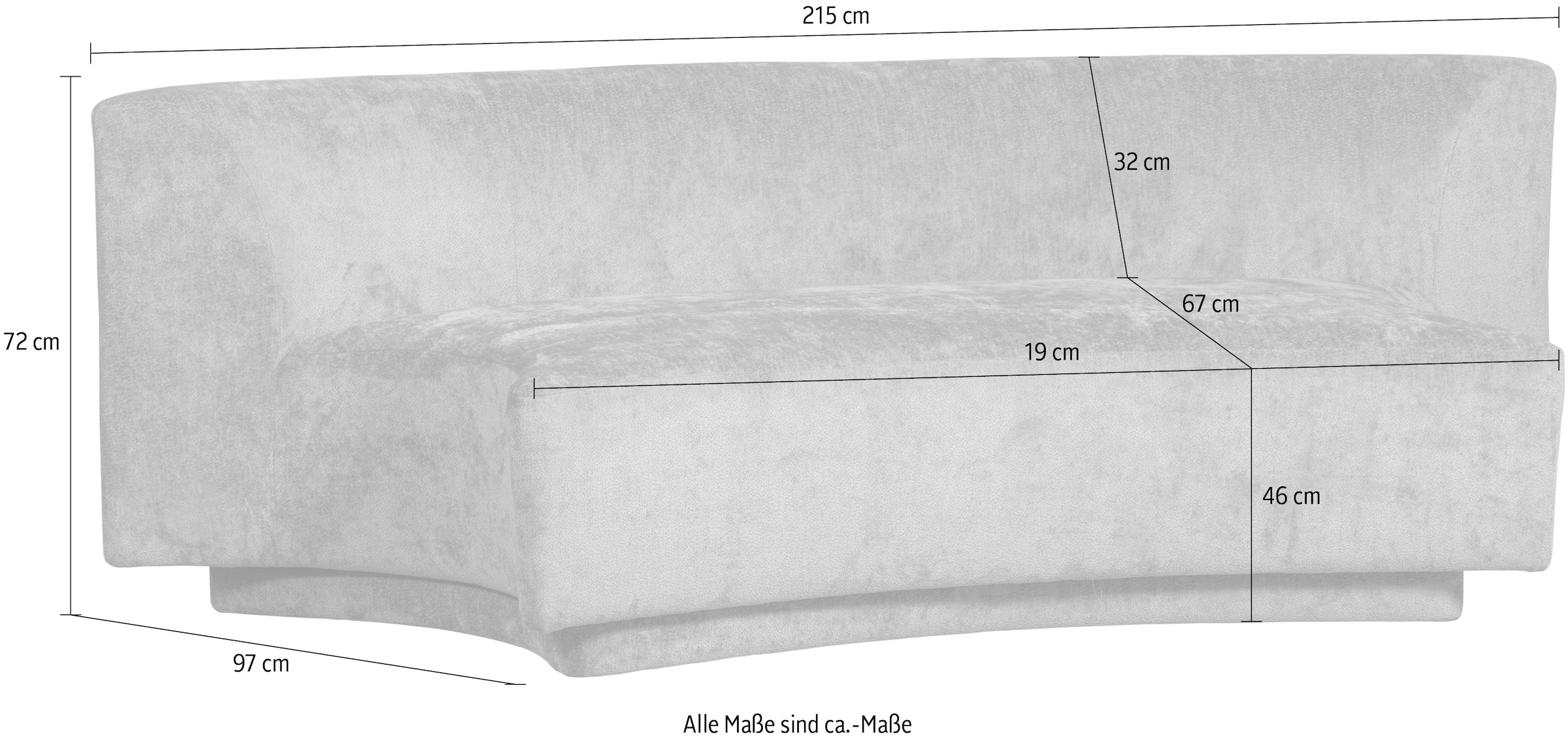 WOOOD 2-Sitzer »Popular«, frei im Raum stellbar, mit grobem Chenille gefüttert, Breite 215 cm