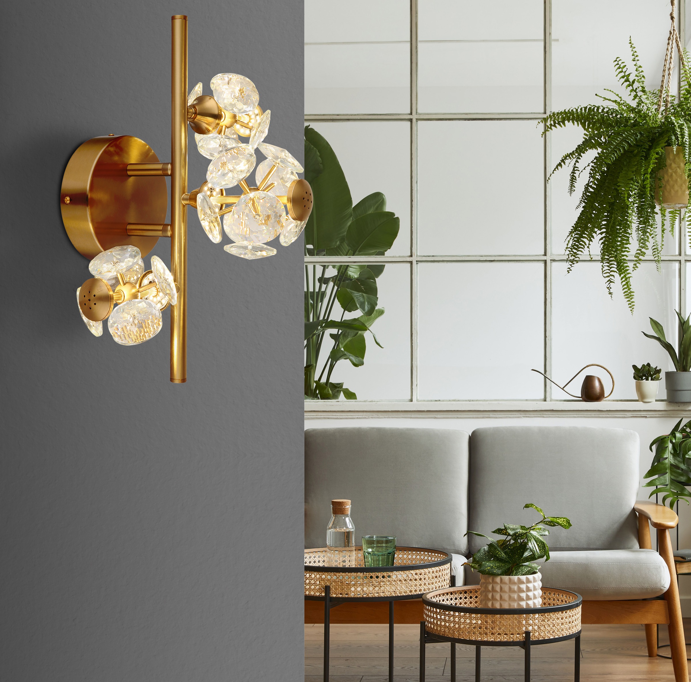 GLOBO LIGHTING Wandleuchte »VIRINA« LED-Modul 1 Stk. Warmweiß Wandlampe Wand Wohnzimmer Flur Wandbeleuchtung