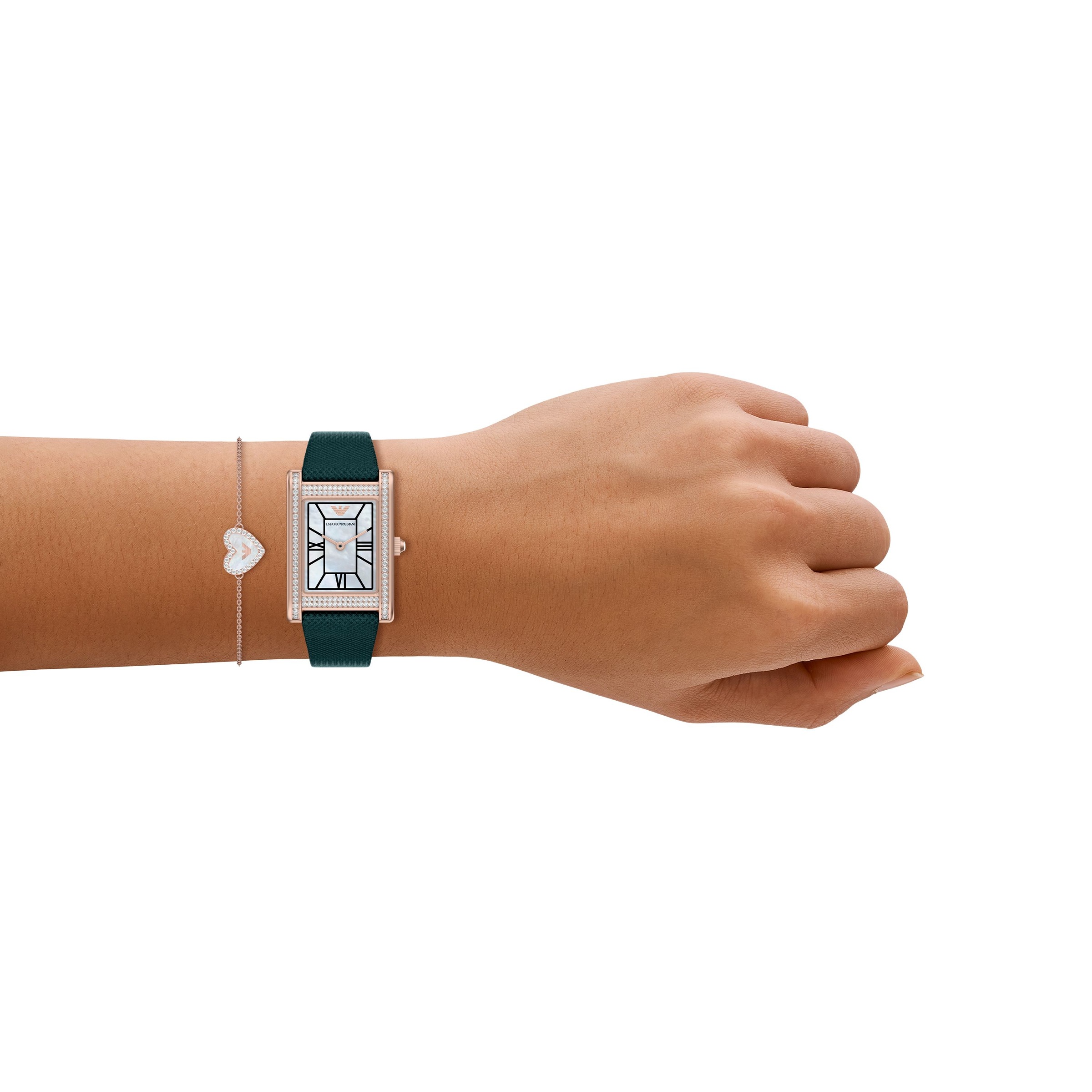 Emporio Armani Quarzuhr Armbanduhr, Damenuhr, Lederarmband, Ideal auch als Geschenk, analog
