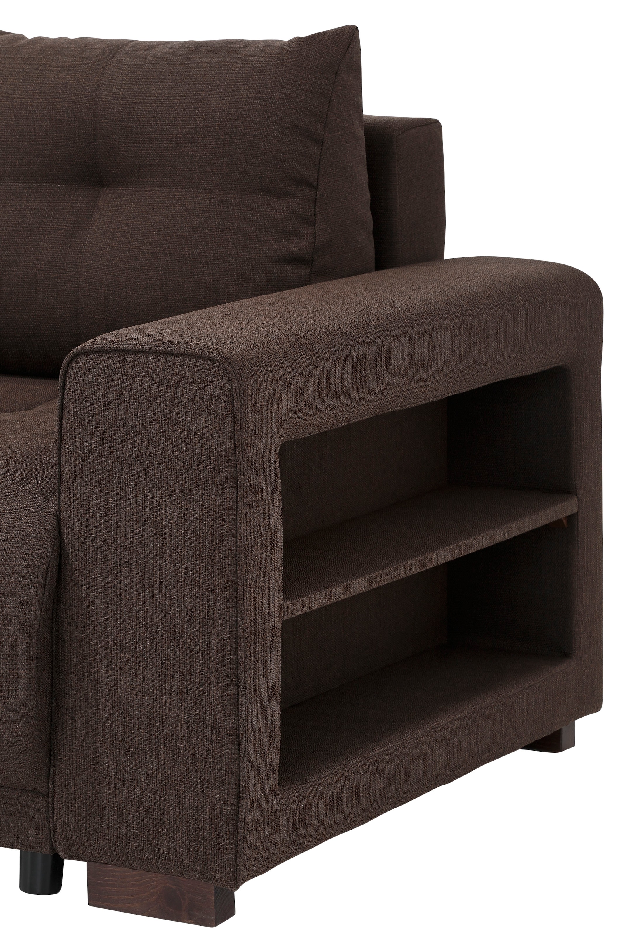 Home affaire Ecksofa »Viborg L-Form«, mit Regal in der Armlehne, wahlweise mit Bettfunktion