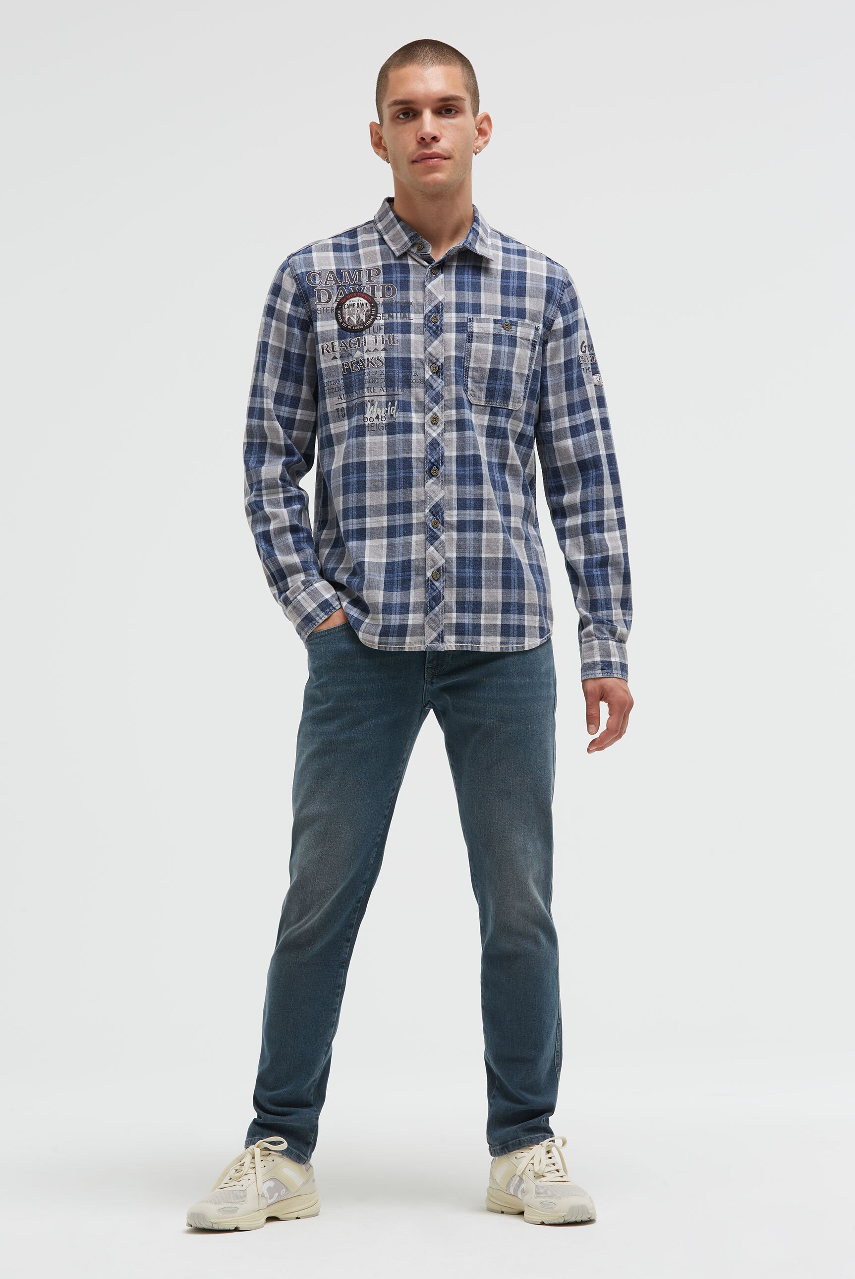 CAMP DAVID Langarmhemd mit Brusttasche