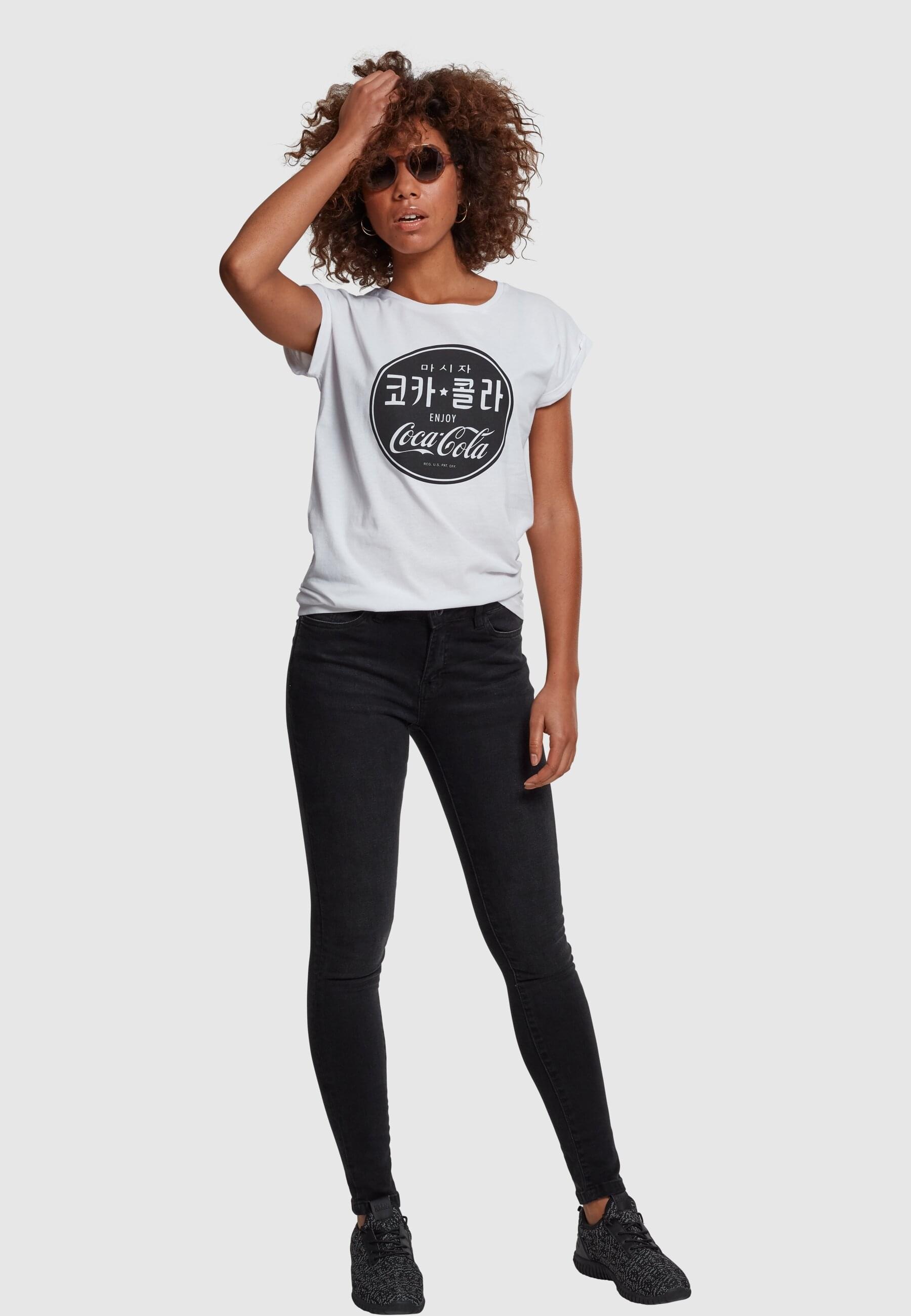 Merchcode T-Shirt »Merchcode Damen Ladies Coca Cola Korean Black Tee«, (1 tlg.)