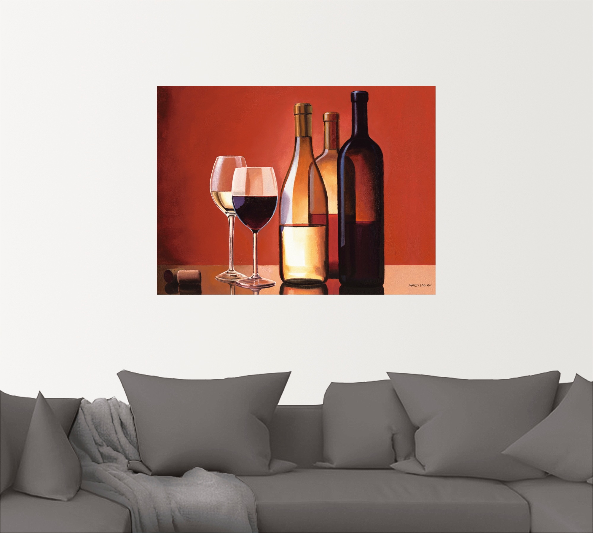 Artland Wandbild »Wein Trio«, Getränke, (1 St.), als Leinwandbild, Wandaufkleber oder Poster in versch. Größen