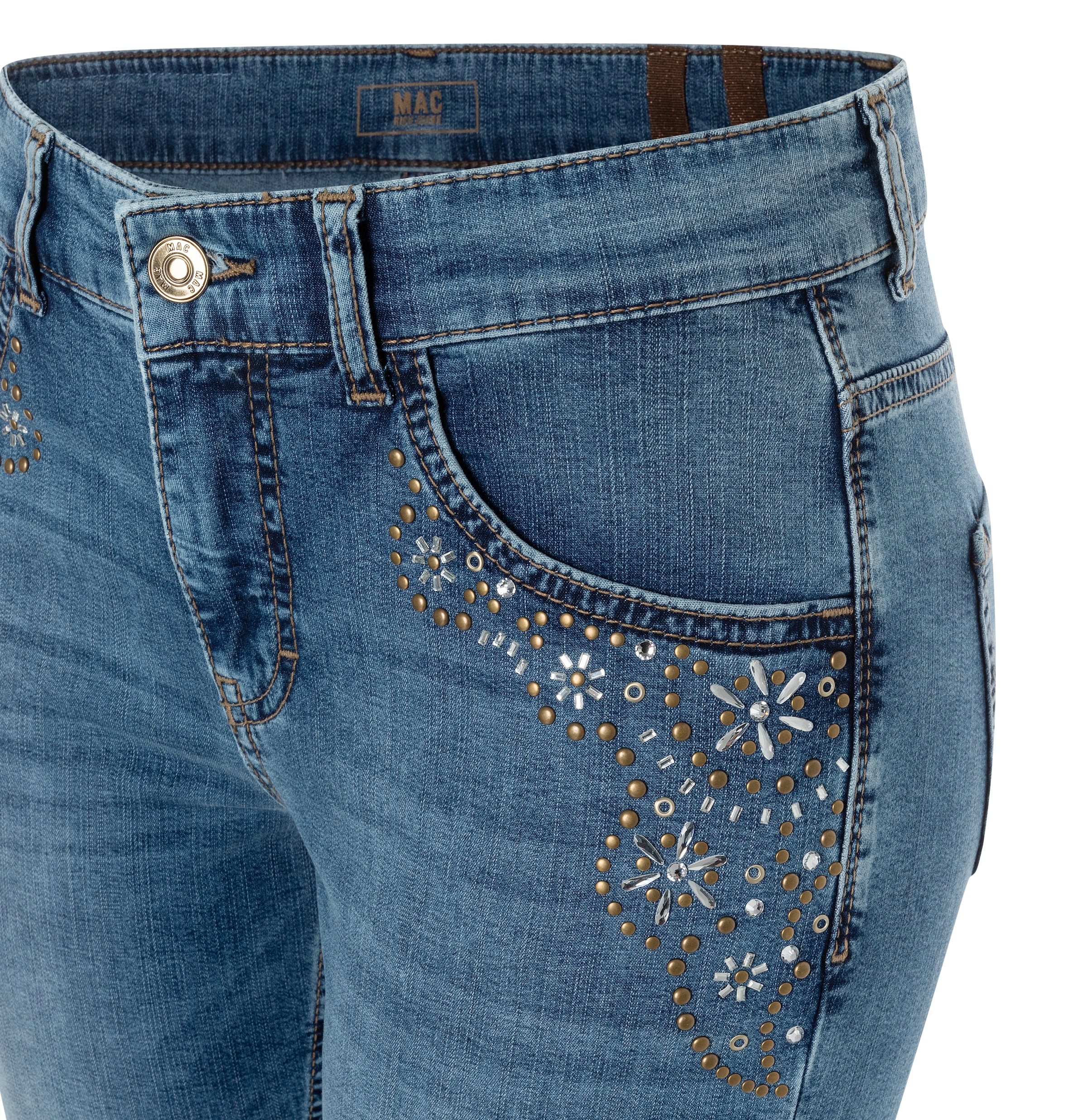 MAC Slim-fit-Jeans »RICH SLIM 7/8 flower« mit Schmucksteinen