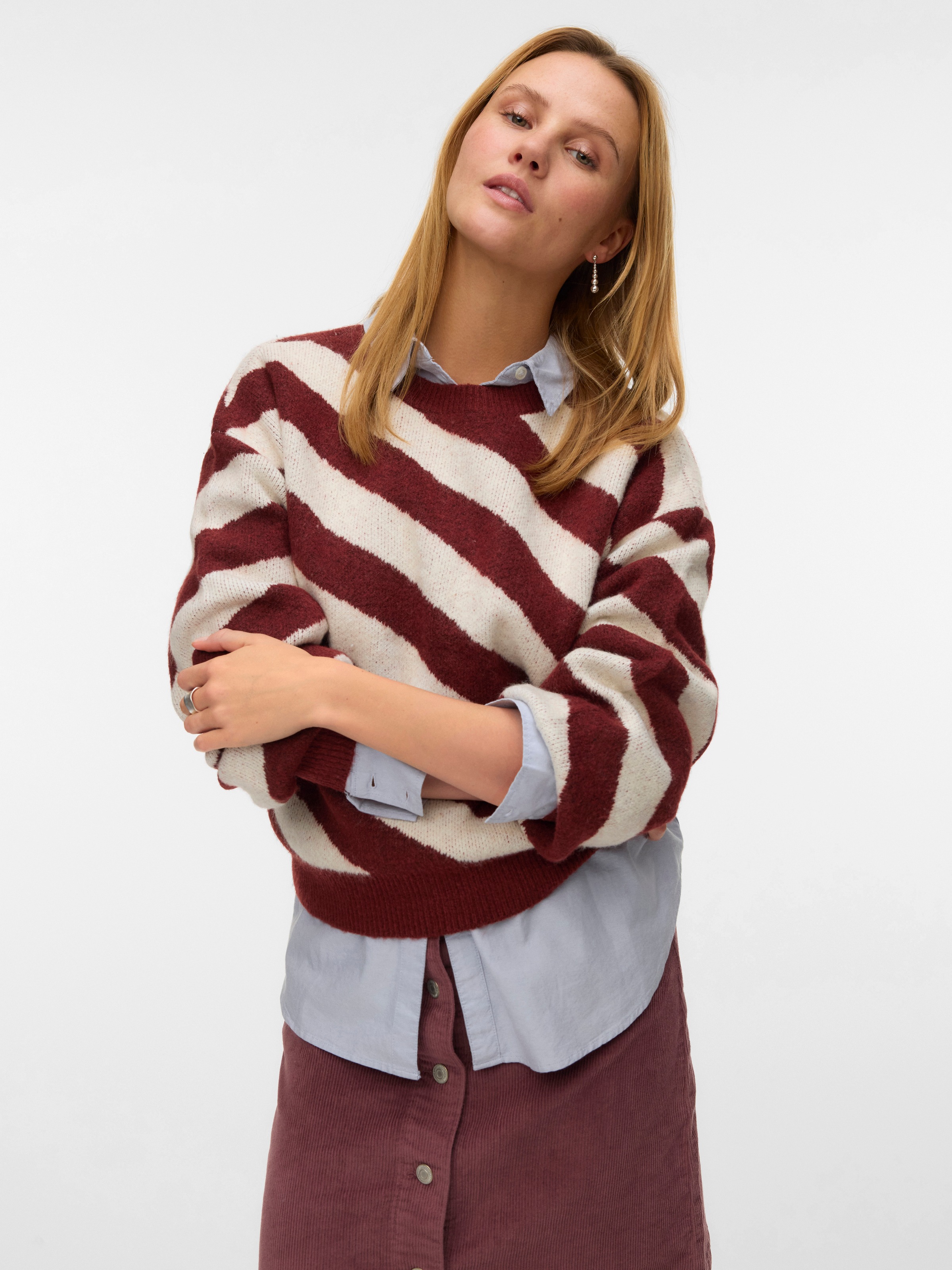 Vero Moda Rundhalspullover "VMLARA LS O-NECK PULLOVER GA BOO REP" günstig online kaufen