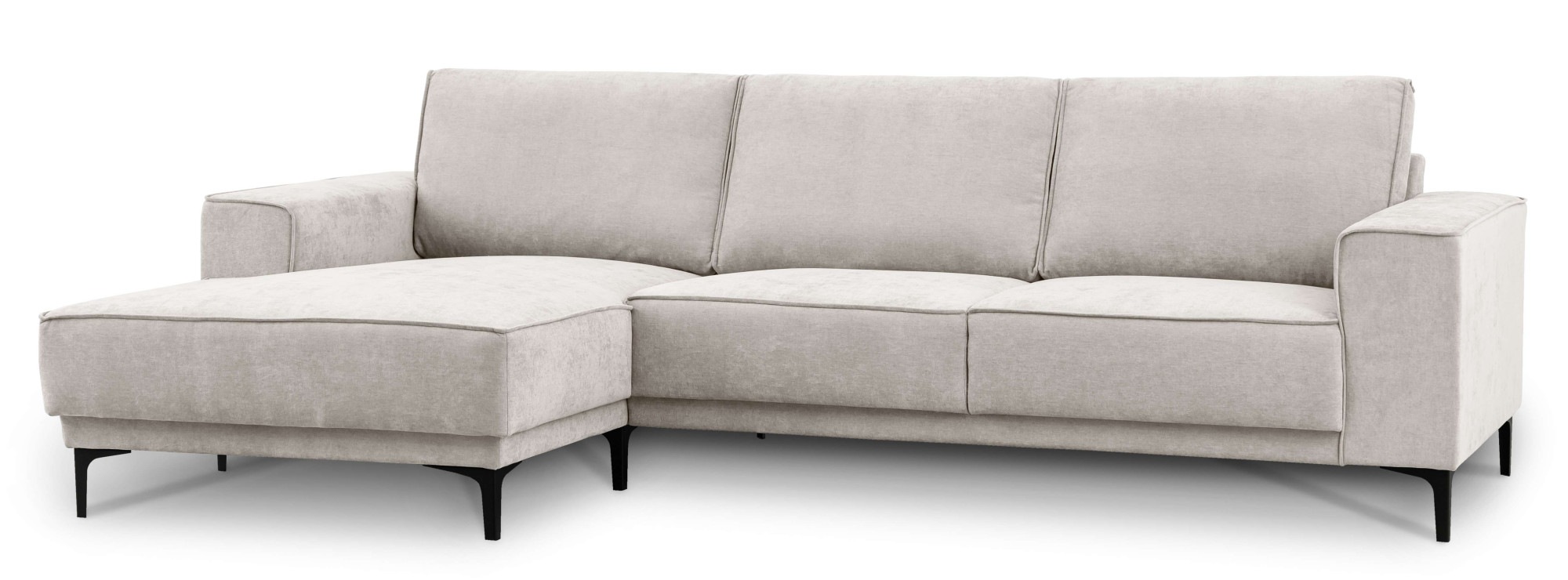 Places of Style Ecksofa »Polsterecke Oland, Struktur, Flachgewebe, Luxus-Microfaser, Boucle«, L-Form, 280 cm, Wellenunterfederung, Skandi-Design, Metallfüße