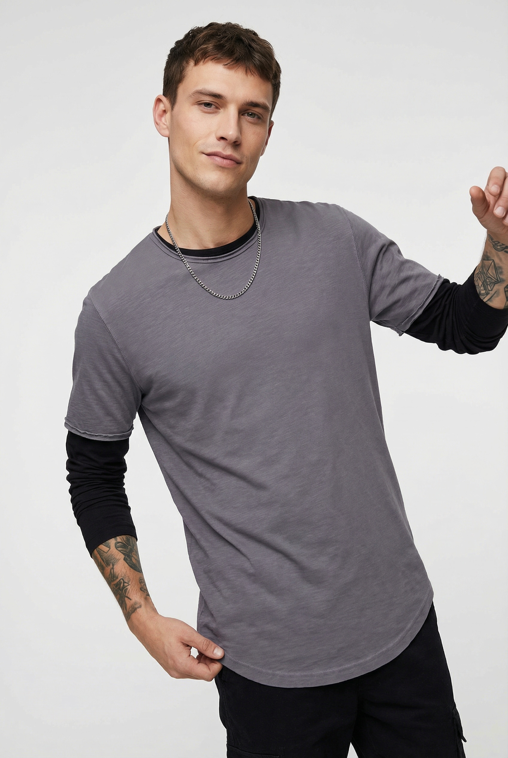 ONLY & SONS "ONSBENNE LONGY SS TEE NF 7822 NOOS" Baumwolle, lang geschnitten
