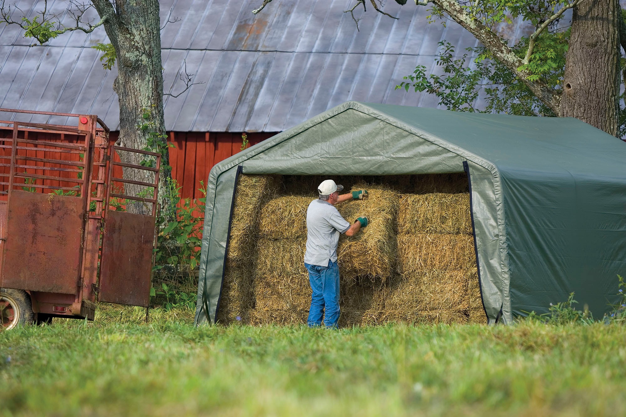 ShelterLogic Foliengerätehaus "Folien-Weidezelt, Zeltgarage" Grün, 610x380x günstig online kaufen