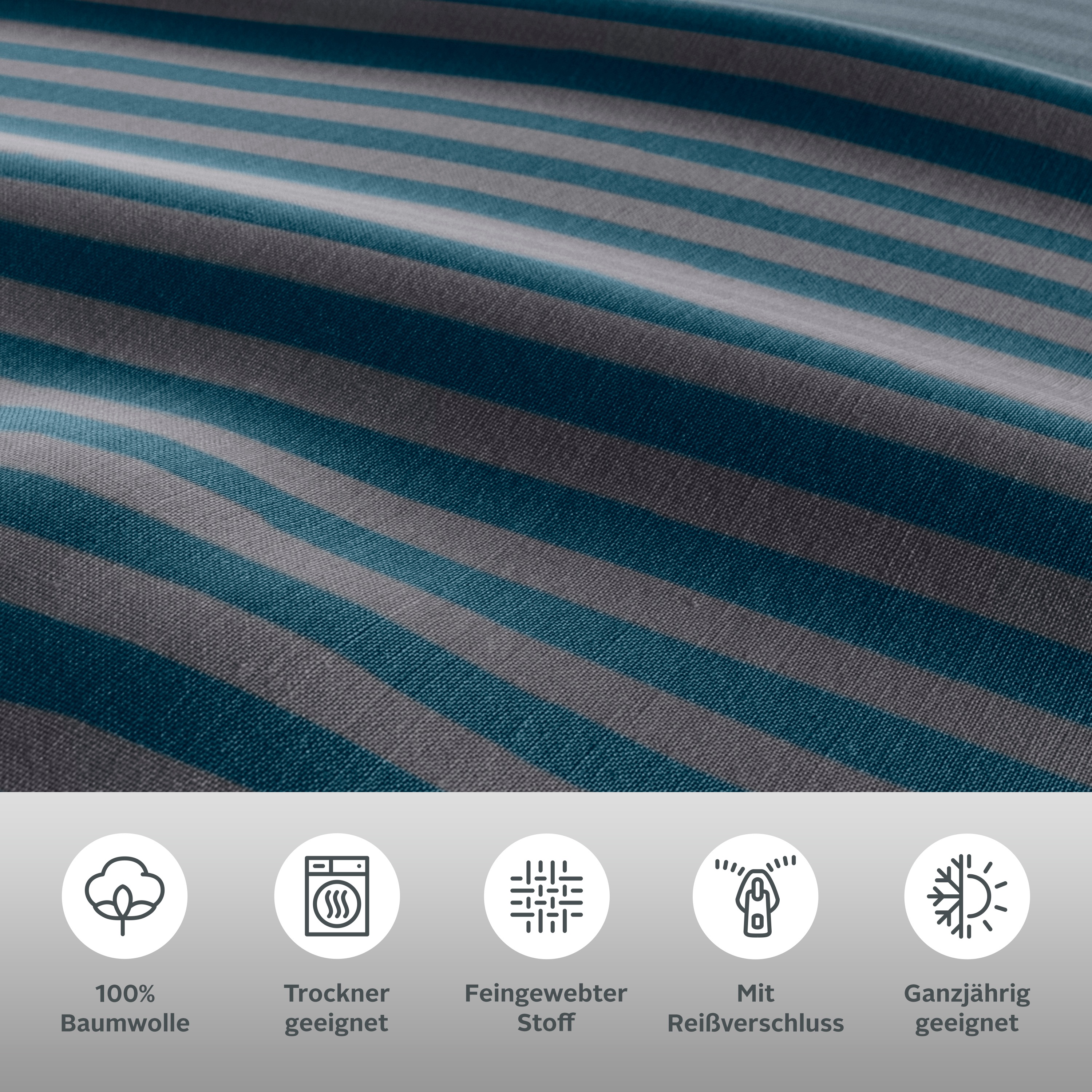 Thumbnail - Bruno Banani Bettwäsche "Jassen" 3 Stk. moderne Bettwäsche aus Baumwolle, Bettwäsche mit Streifen-Design