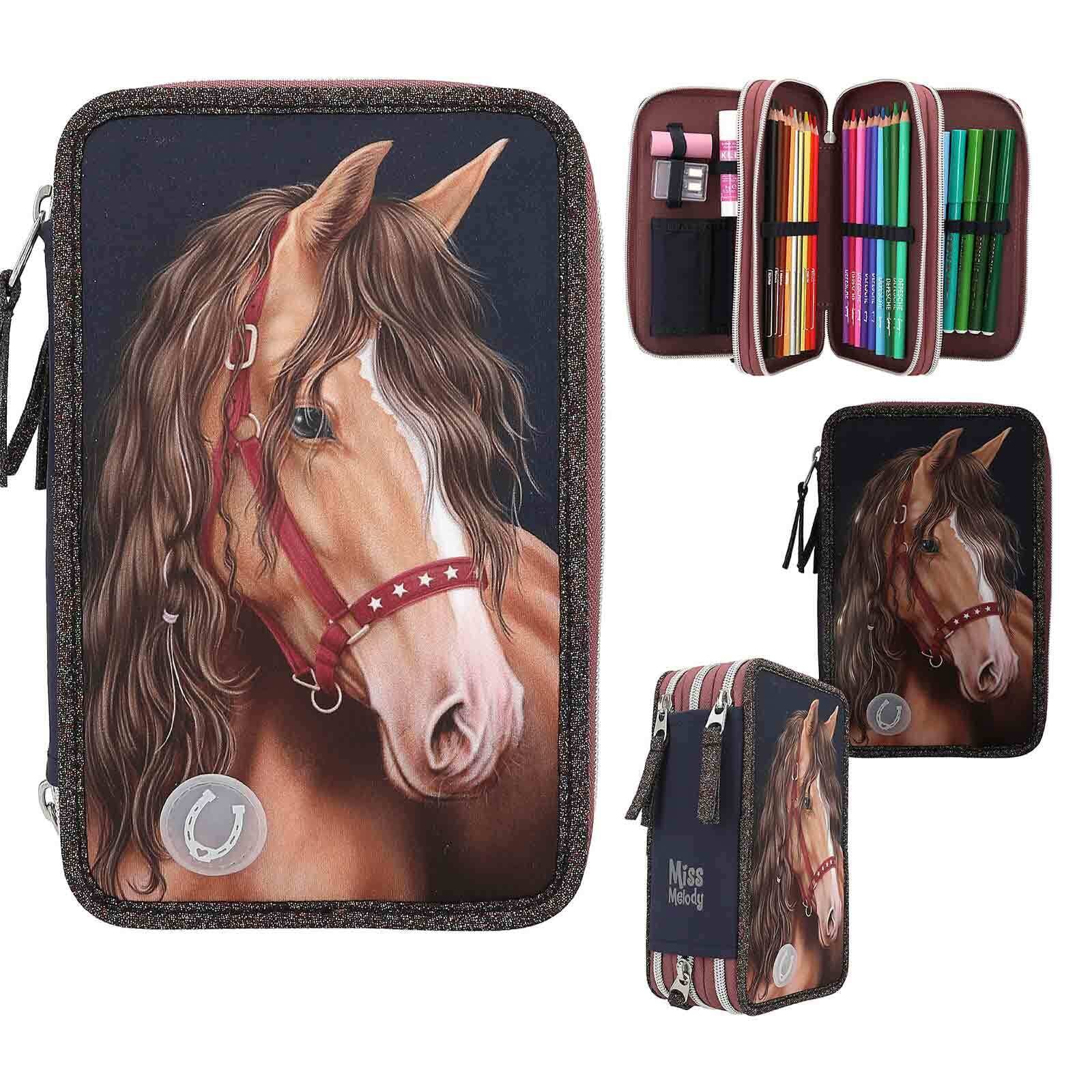 Depesche Buntstift »3-Fach Federtasche Fantasy Horse Miss Melody 20 x 13 x 7,5 cm schwarz-braun«