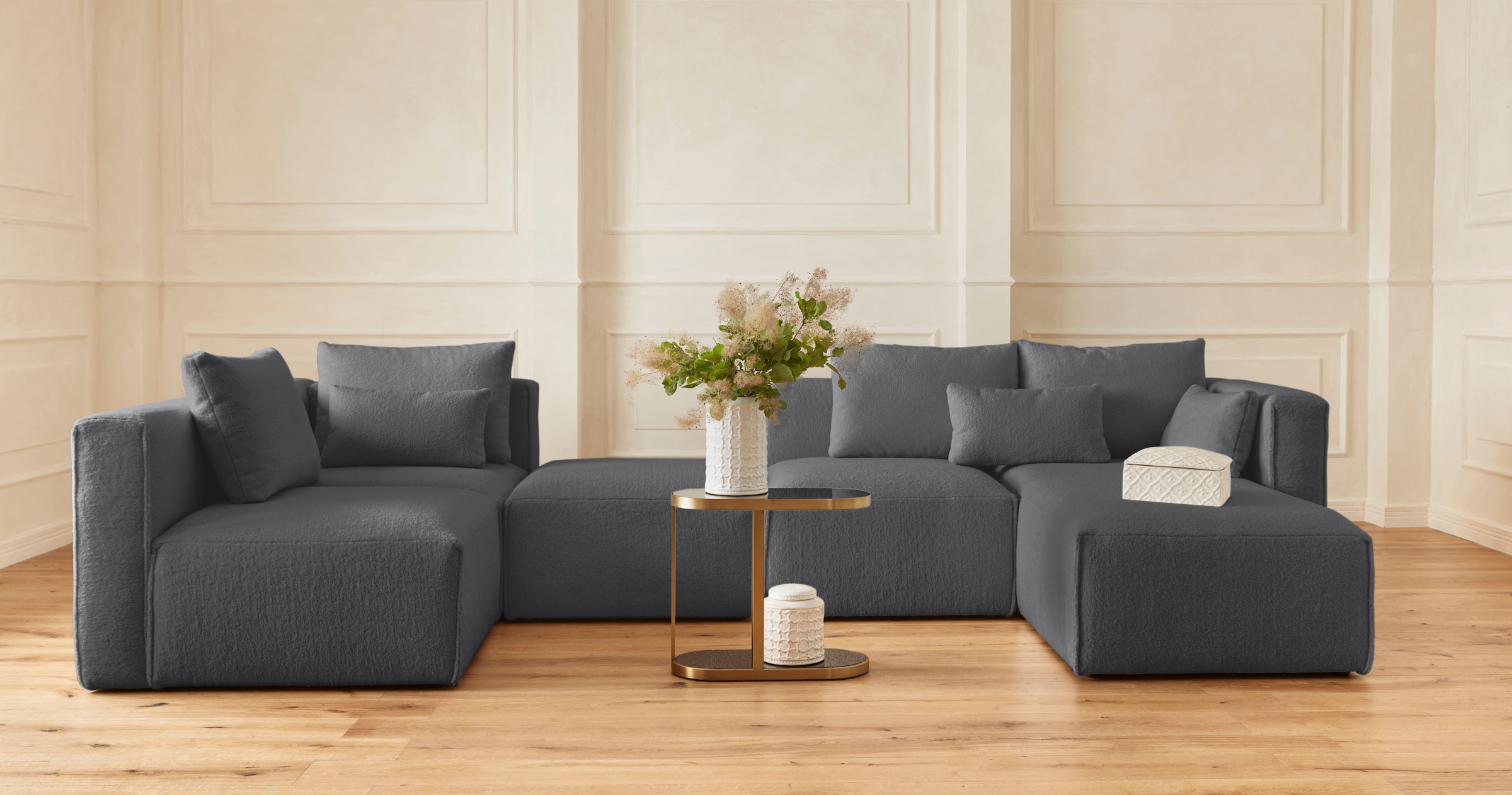 Home affaire Wohnlandschaft "Comfine U-Form", zusammengesetzt aus Modulen, günstig online kaufen