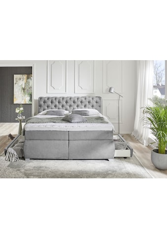 Boxspringbett »York«, Boxspringbett mit 180 x 200 cm Liegefläche, 7-Zonen-TFK-Matratze