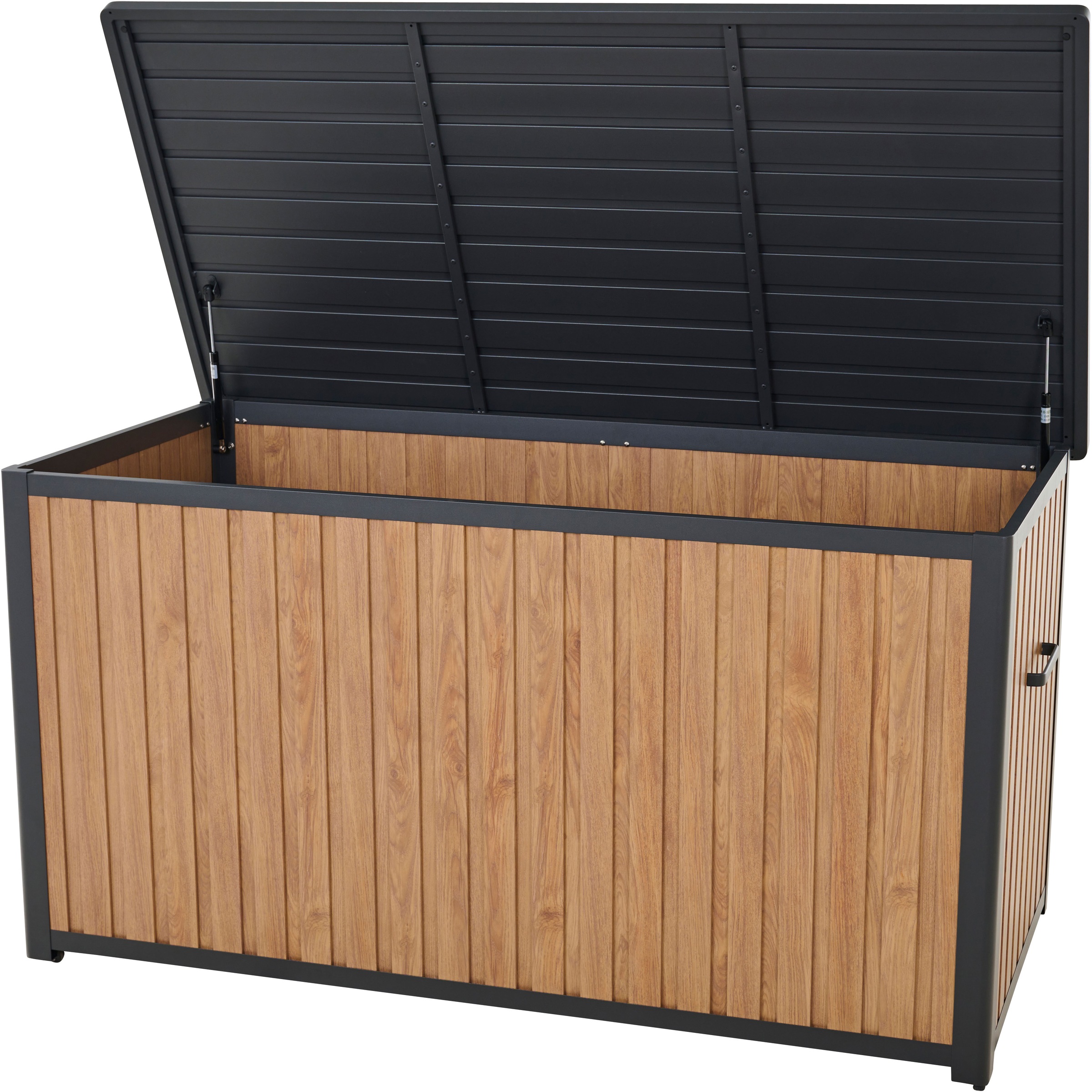 Kissenbox SIENA GARDEN, teak, B:79cm H:83cm T:159cm, Aluminium, Aufbewahrungsboxen, Gestell aus Aluminium, 159x79x83cm woodlook 2