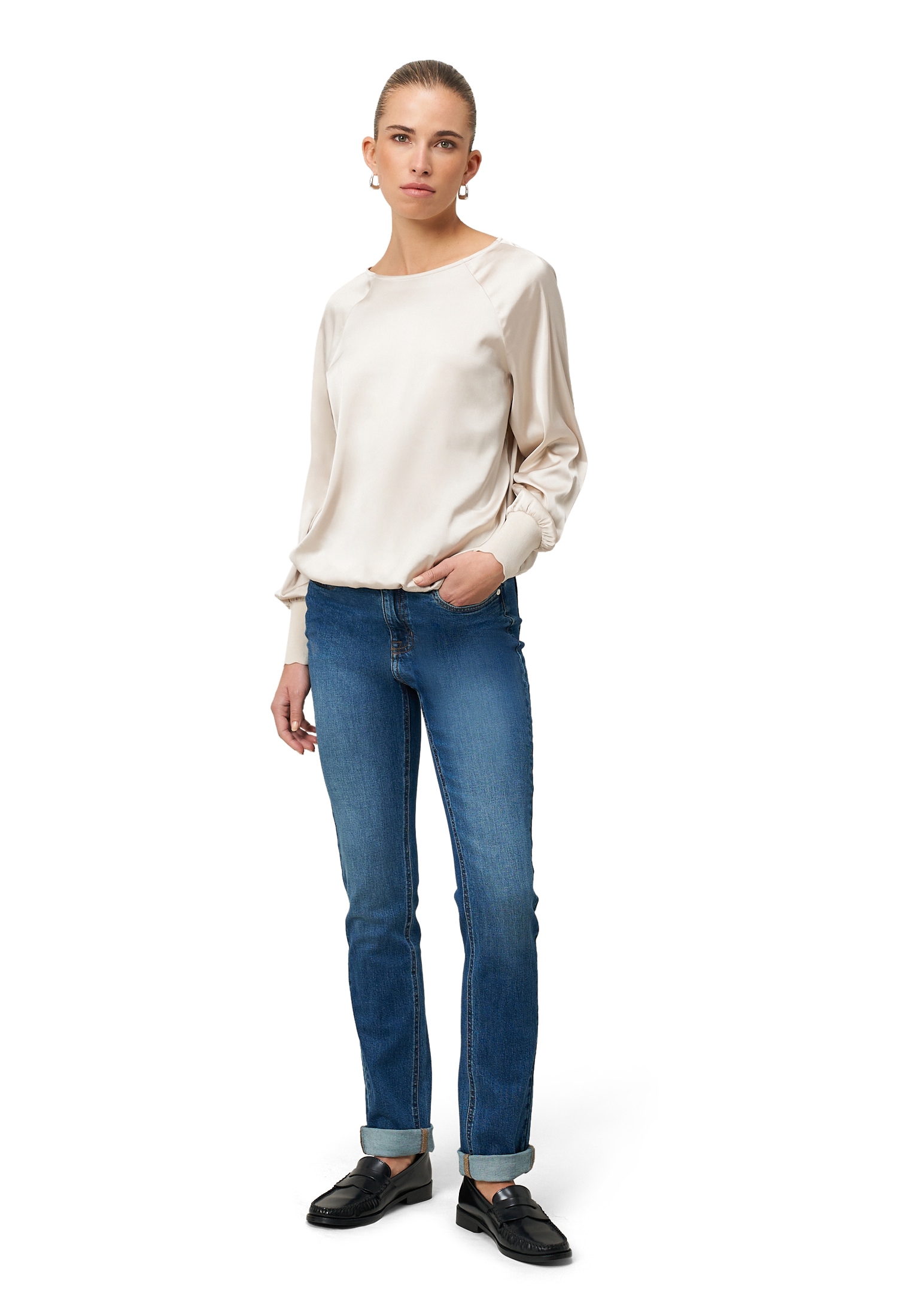 Zero Satinbluse »Damen mit Strickbündchen«
