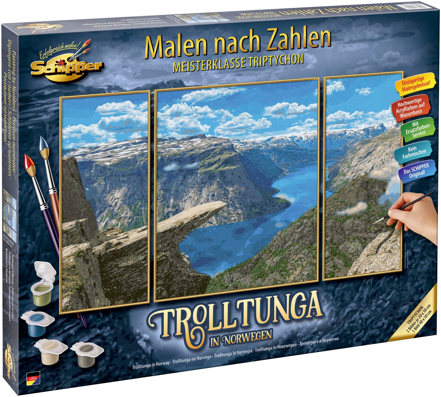 Schipper Malen nach Zahlen »Meisterklasse Triptychon, Trolltunga in Norwegen«, Made in Germany