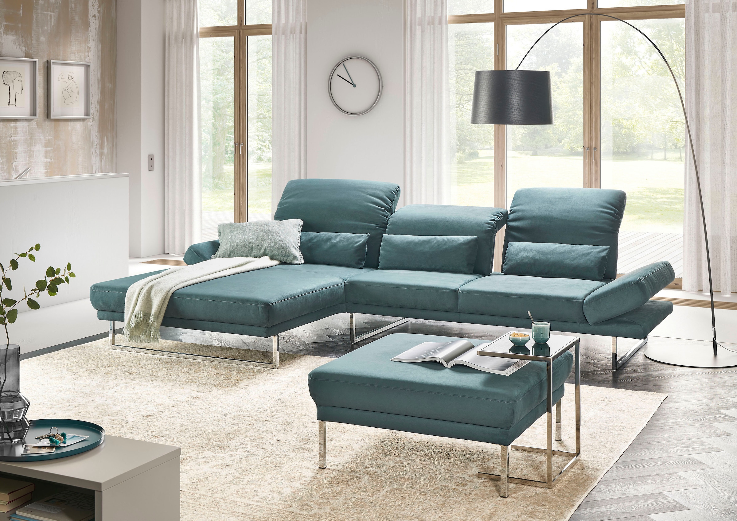 3C Candy Ecksofa »Mallow Designsofa mit Komfortfunktionen, modern und bequem, L-Form«, Verstellbare Armlehne und Kopfteil, manuelle Sitztiefenverstellung