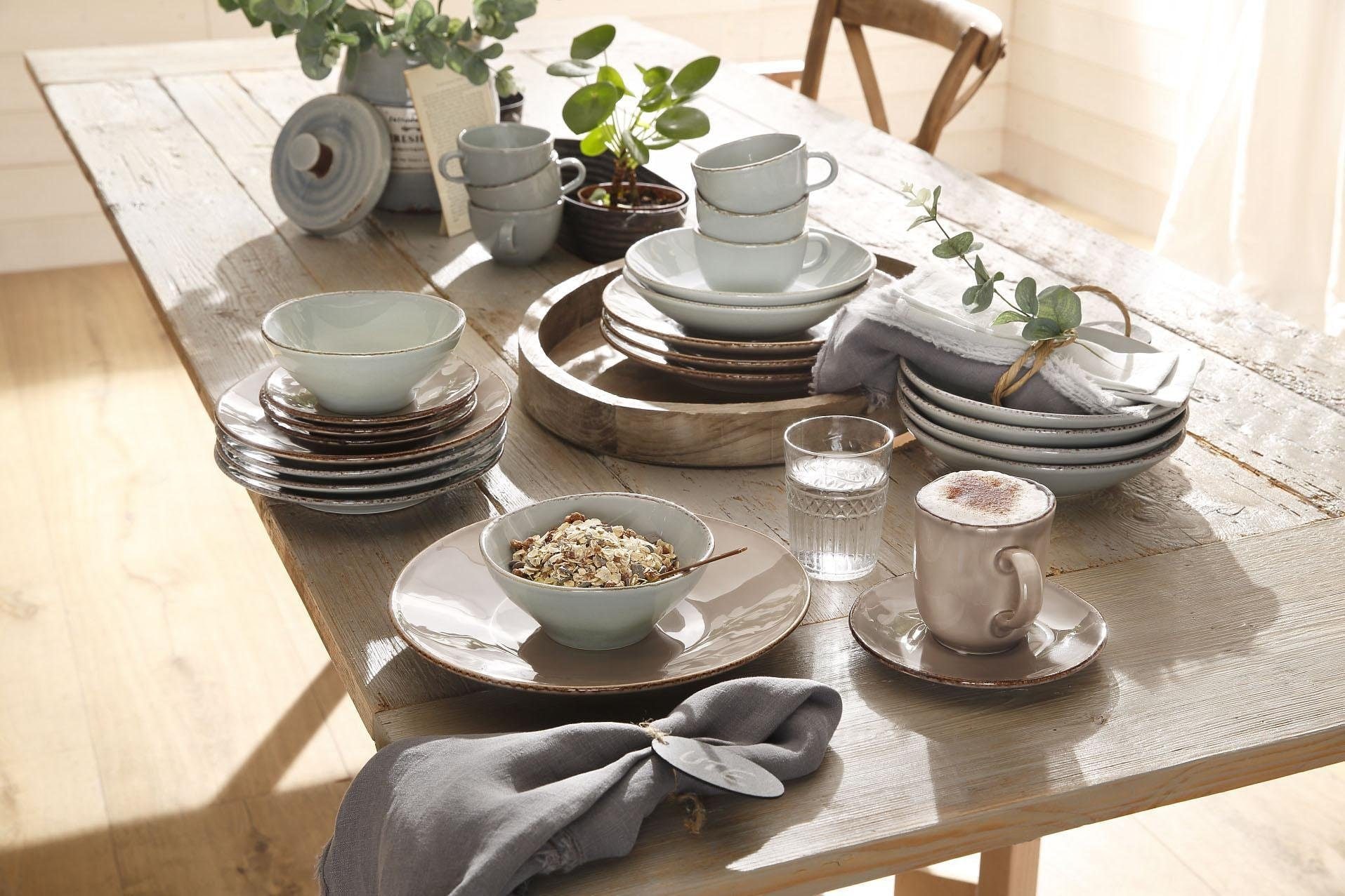 CreaTable Kombiservice »Geschirr-Set Antik-Look, Tafelservice 4 4 (Set, Teile, für tlg., 16 | BAUR im Personen), Kaffeeservice für und Set, Personen Service, OSLO«, 16