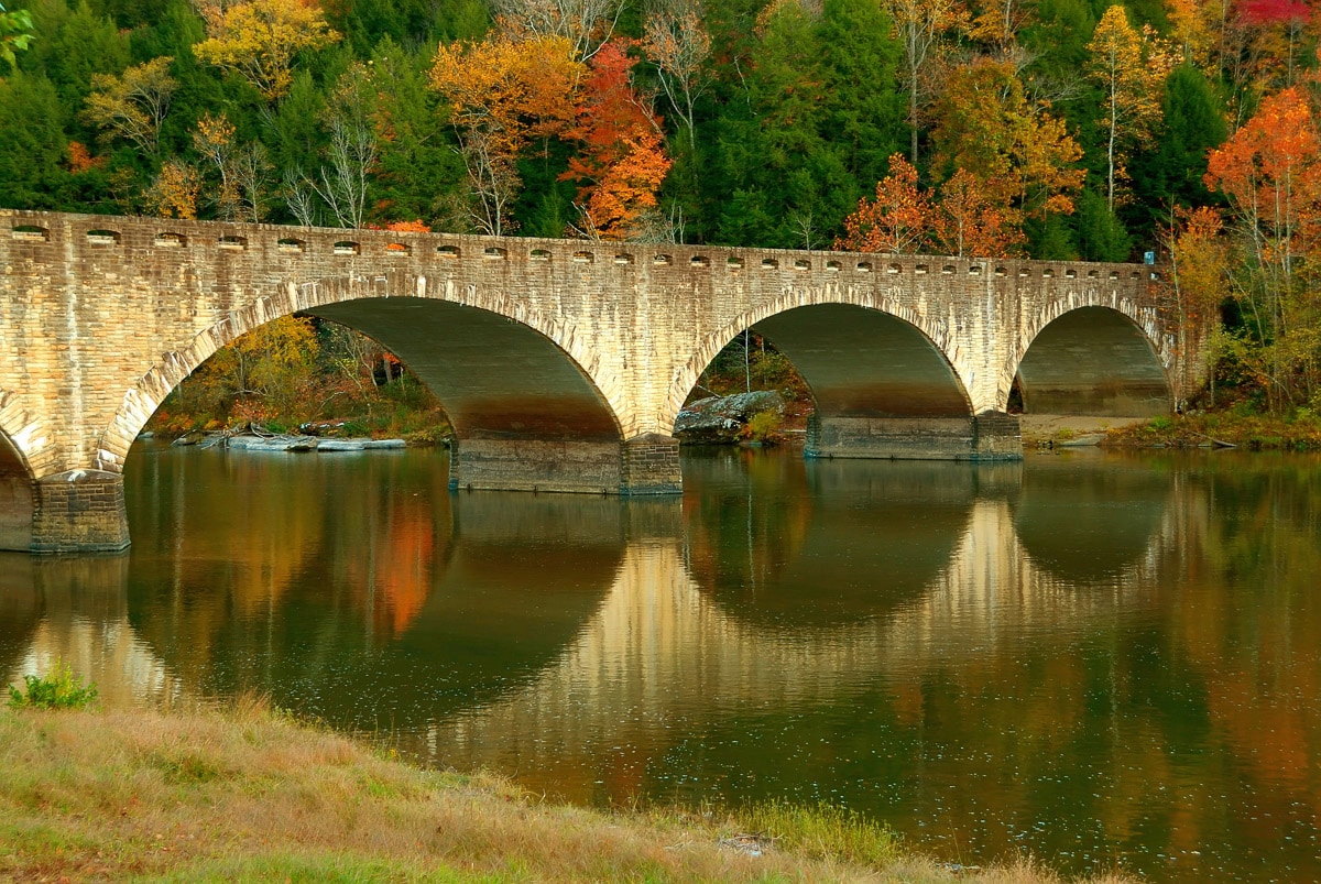 Fototapete »Brücke über Fluss«