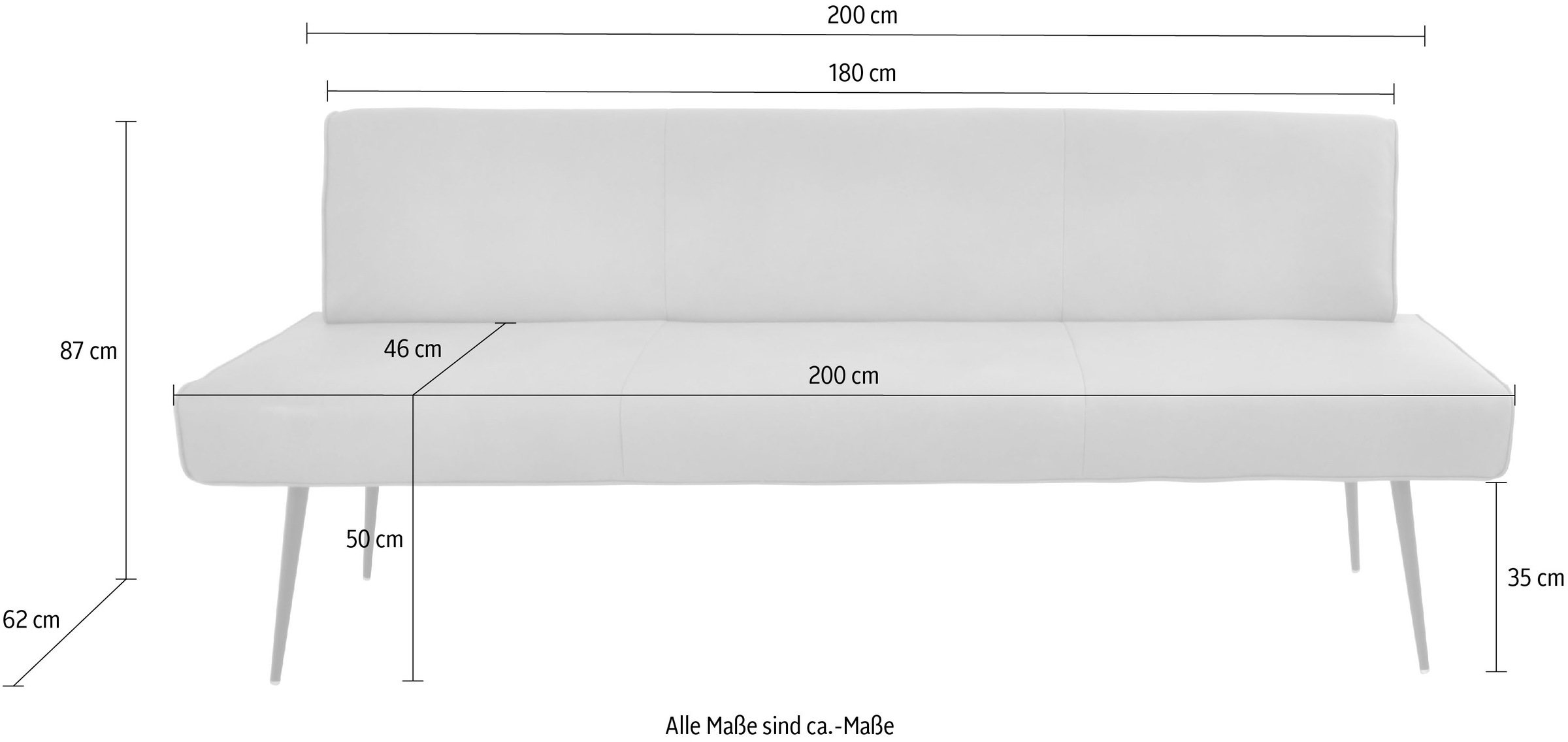 K+W Komfort & Wohnen Essgruppe »Giacomo I«, (6 tlg.), 2 Stühle und 2 Armlehnenstühle, Polsterbankbreite 200cm oder 177cm