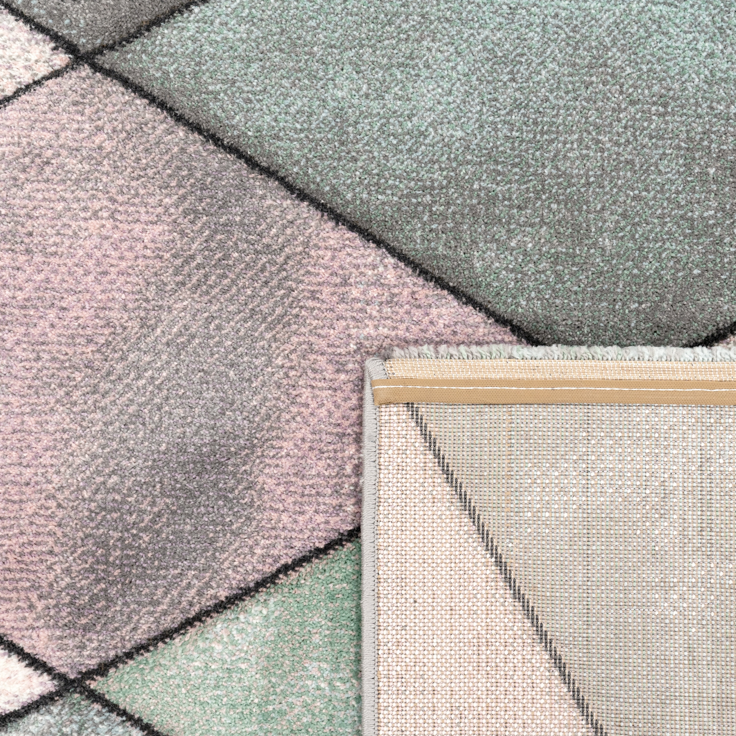 Thumbnail - Paco Home Teppich "Lara 238" rechteckig 16 mm Höhe Kurzflor, Pastell-Farben, handgefertigter Konturenschnitt