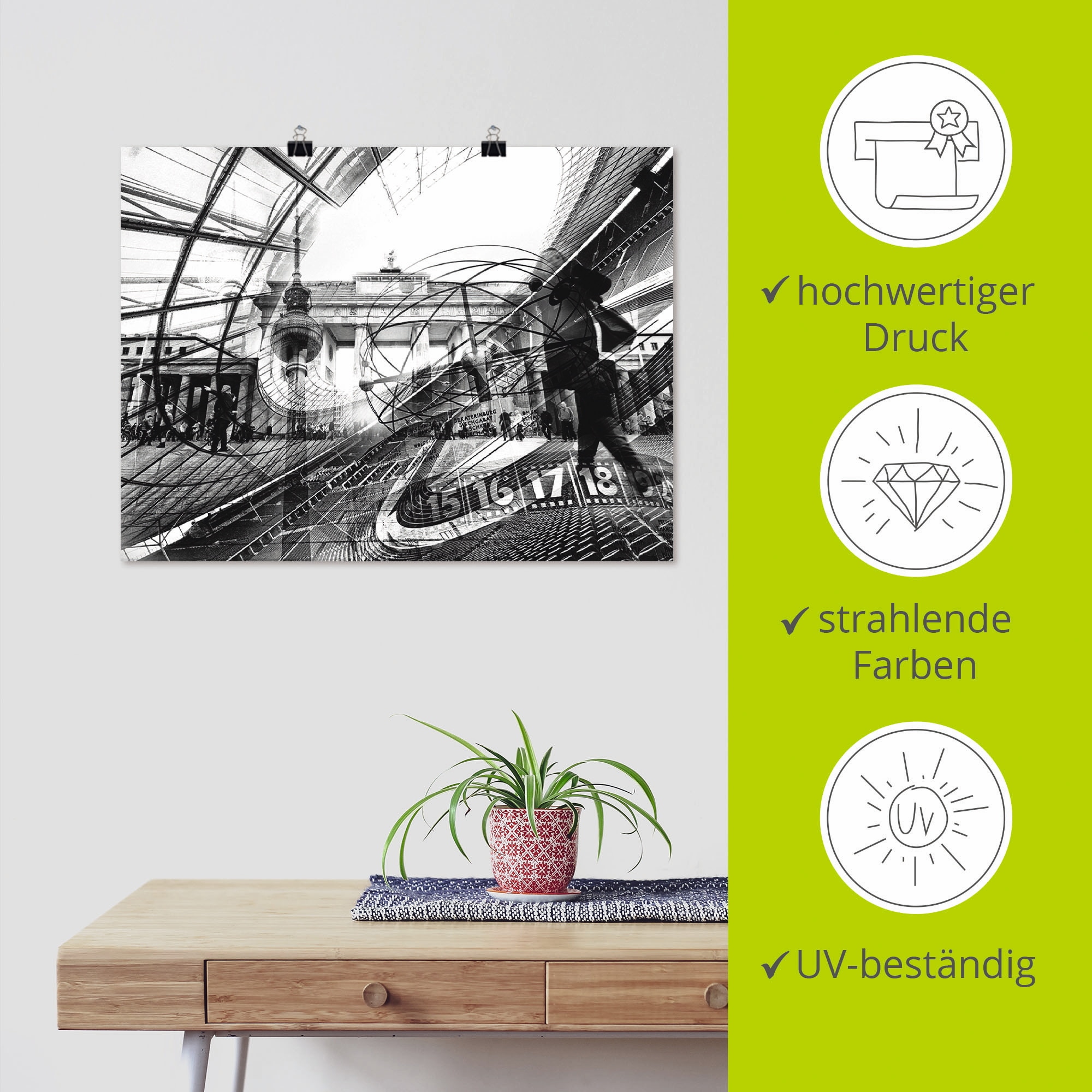 Artland Wandbild »Berlin Skyline I«, Deutschland, (1 St.), als Poster in verschied. Größen