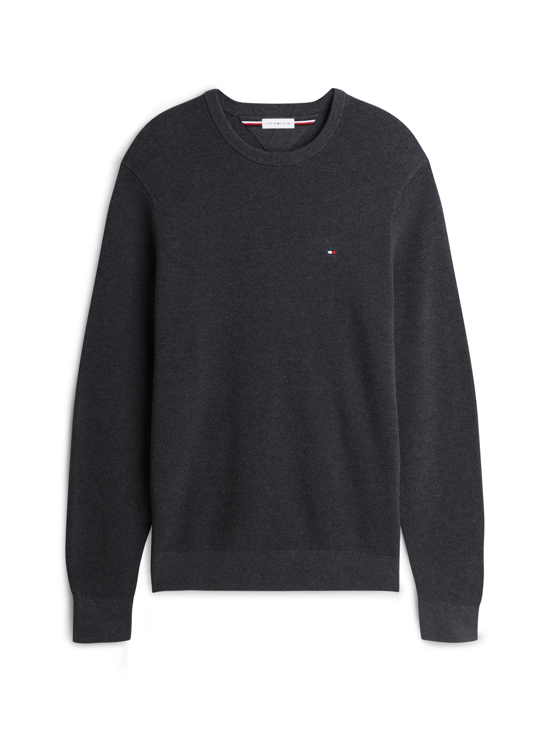 Tommy Hilfiger Rundhalspullover »ESSENTIAL STRUCTURE CREW NECK mit Struktur und Label« unifarben, casual, regular fit, Baumwolle, Rundhals