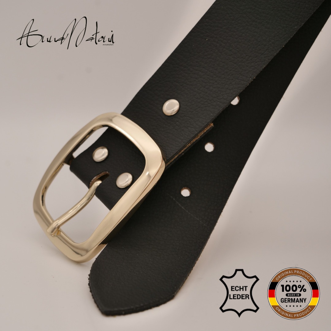Ledergürtel ANNAMATONI "AnnaMatoni Ledergürtel Zia Ledergürtel Zia", Damen, Gr. TW105 - 120cm Gesamtlänge, schwarz (schwarz 790), 100% Leder, Gürtel Ledergürtel 2