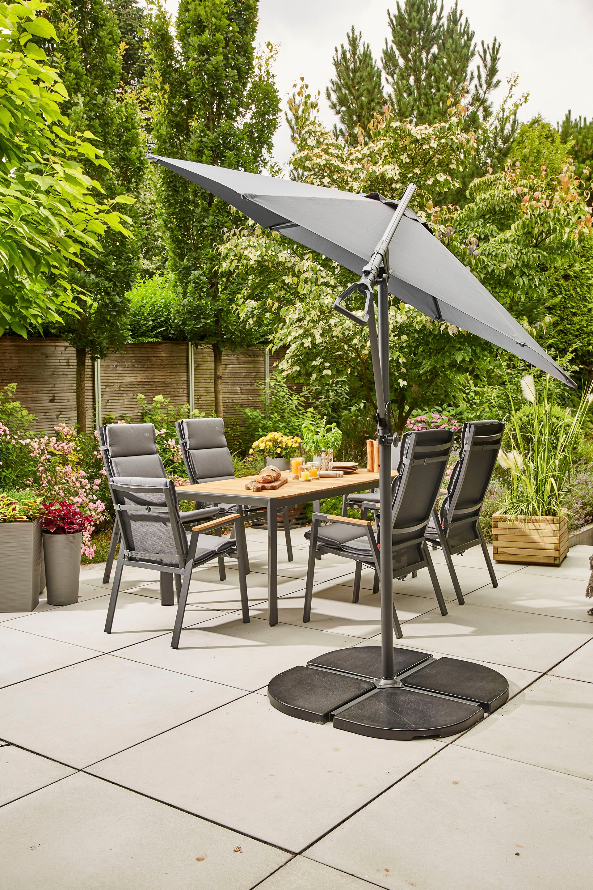 Siena Garden Ampelschirm »Leo N+«, (Set), Ø3m, inkl. 2 Beschwerungsplatten und Schutzhülle