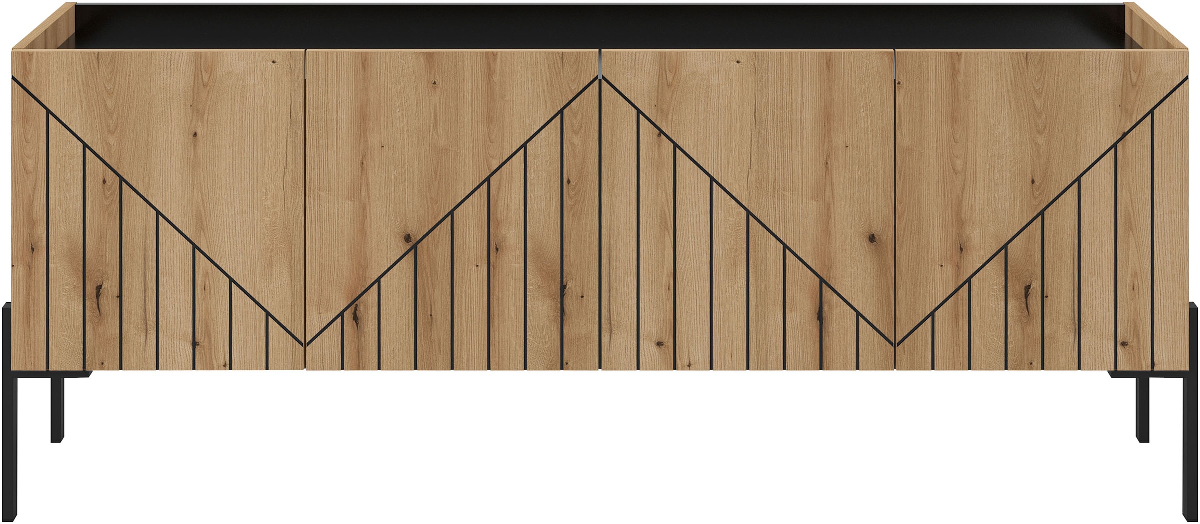 INOSIGN Lowboard »SNETT, Breite: 155cm, mit Metall-Stabfüßen, 4 Türen, 2 Einlegeböden«, TV-Lowboard, Mediaschrank, Mediaboard, TV-Schrank, Schrank, Board