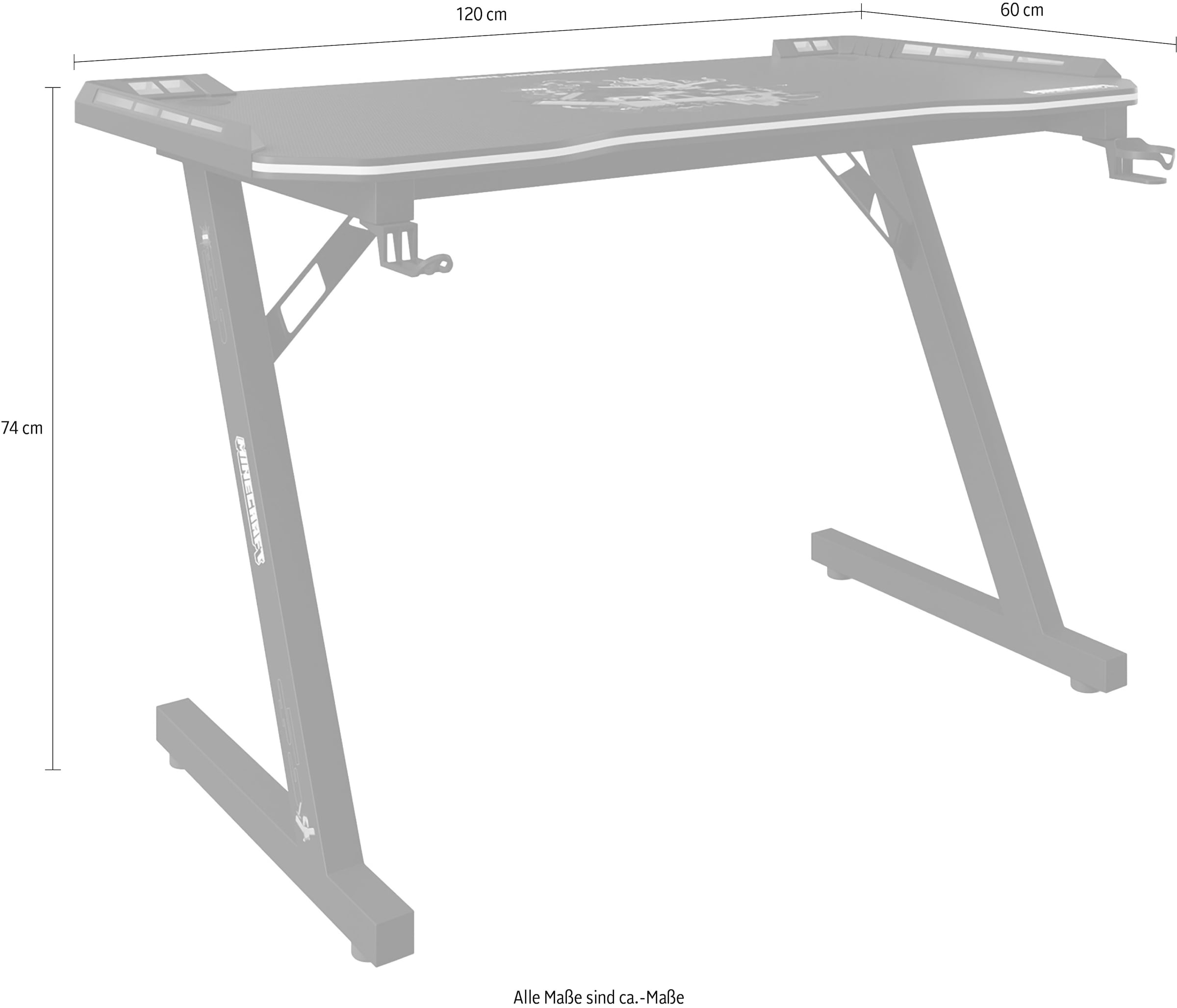 Phoenix Gamingtisch inkl RGB LED Beleuchtung